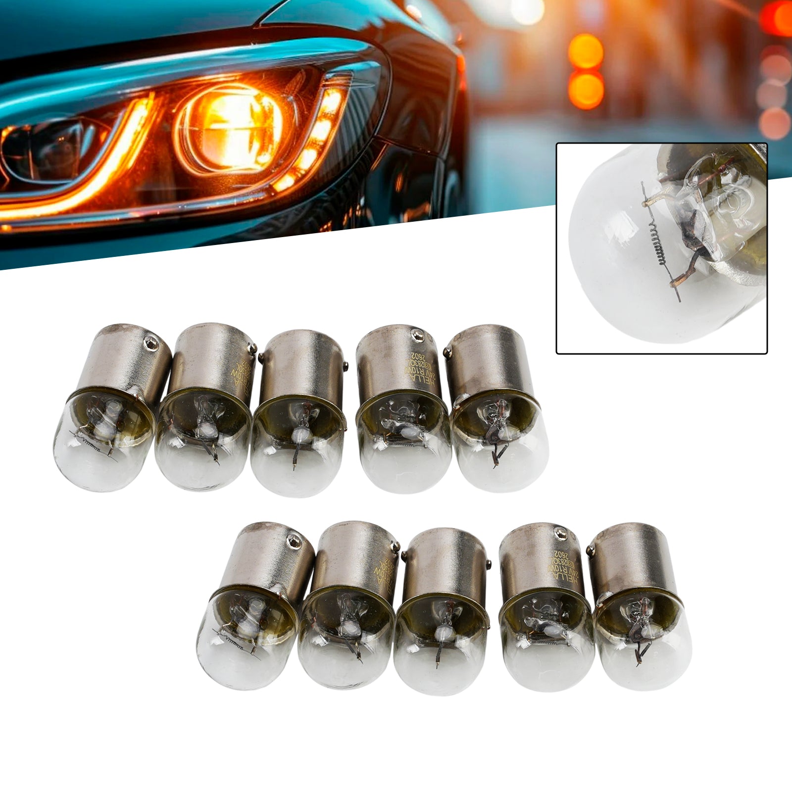 Ampoule Auxiliaire Halogène Voiture R10W 24V 10W Pour HELLA 8GA 178 560-241