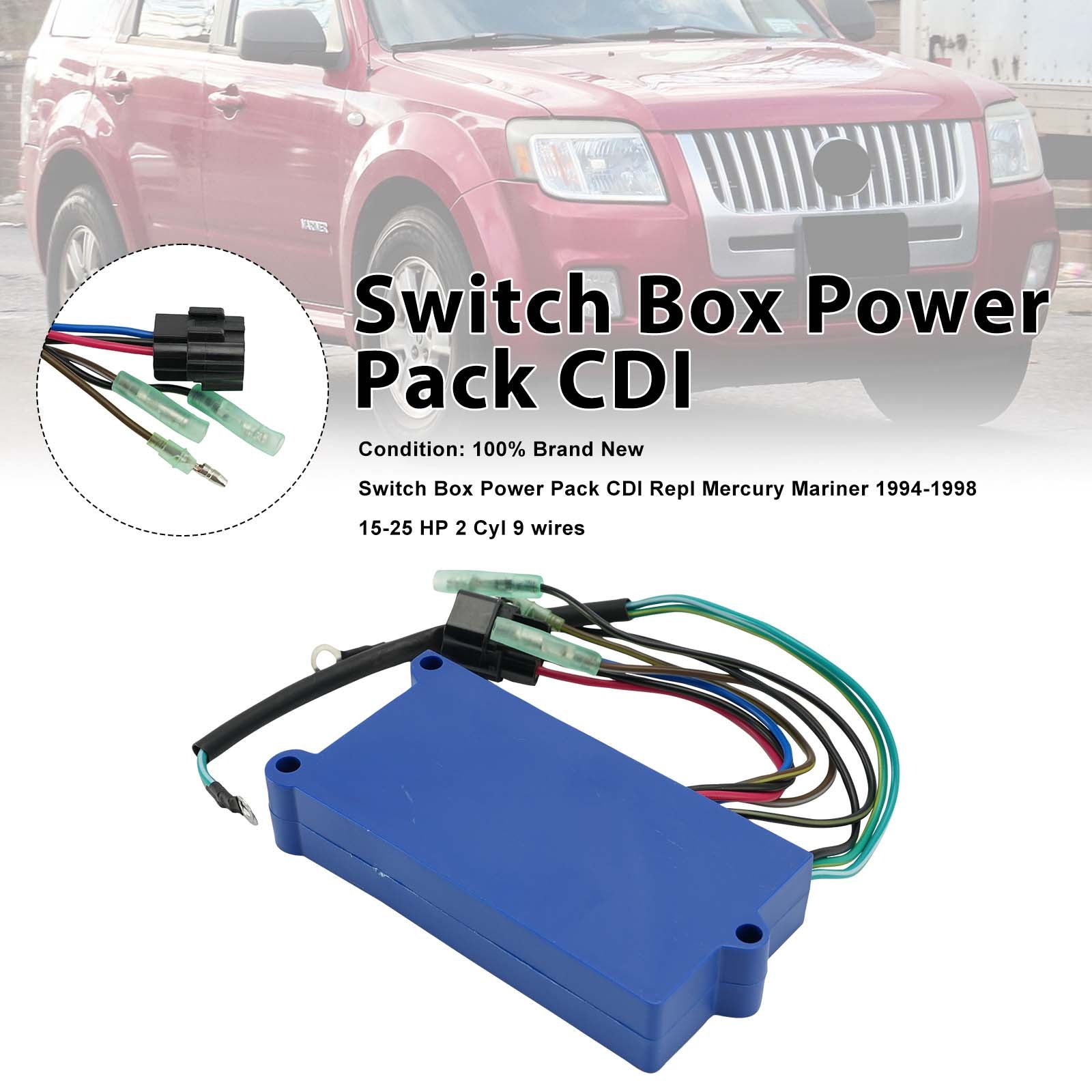 Boîtier de commutation bloc d'alimentation CDI pour Mercury Mariner 15-25 HP 2 Cyl 9 fils 18495A9