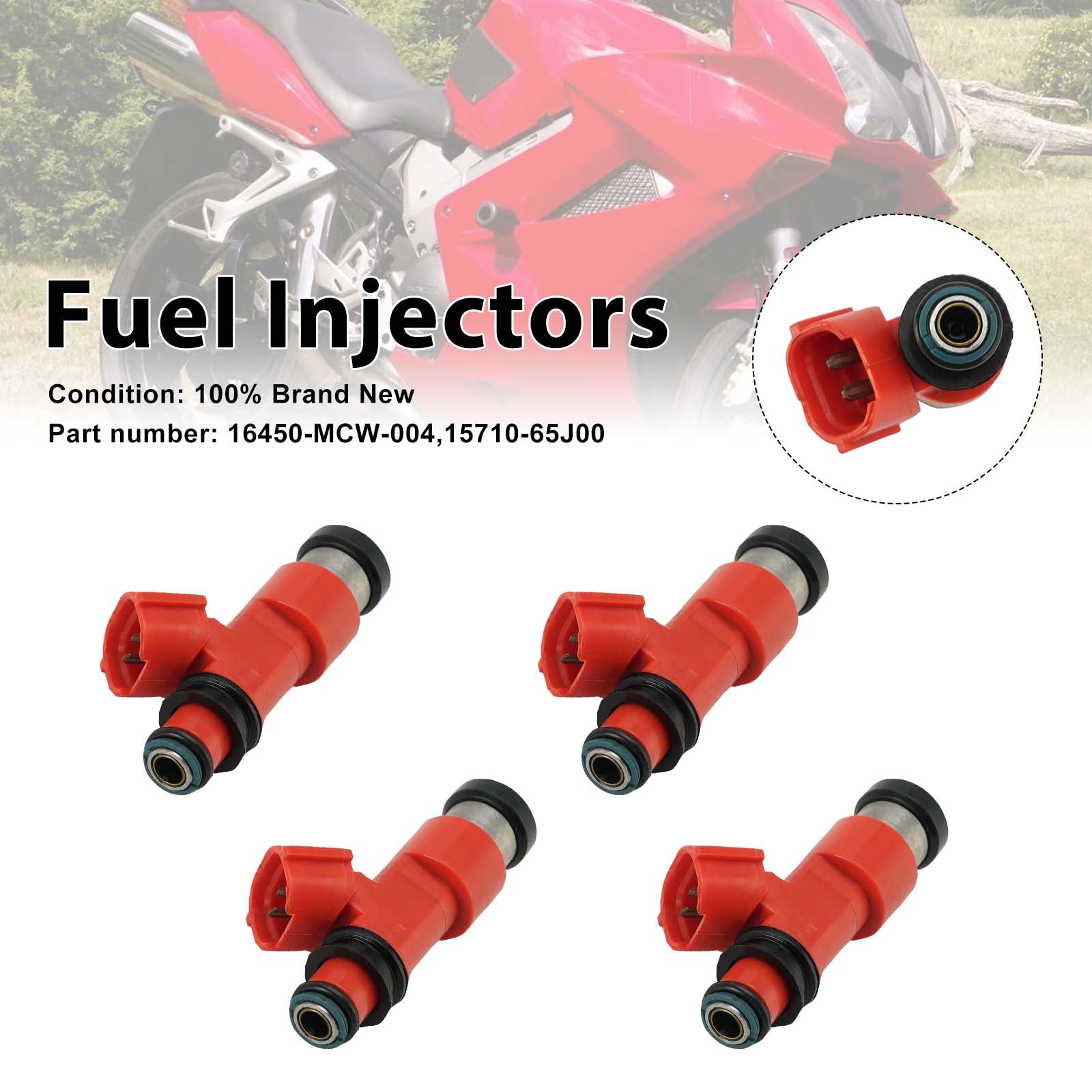 4PC Injecteurs de carburant 15710-65J00 16450-MCW-004 pour Honda VFR800 02-09