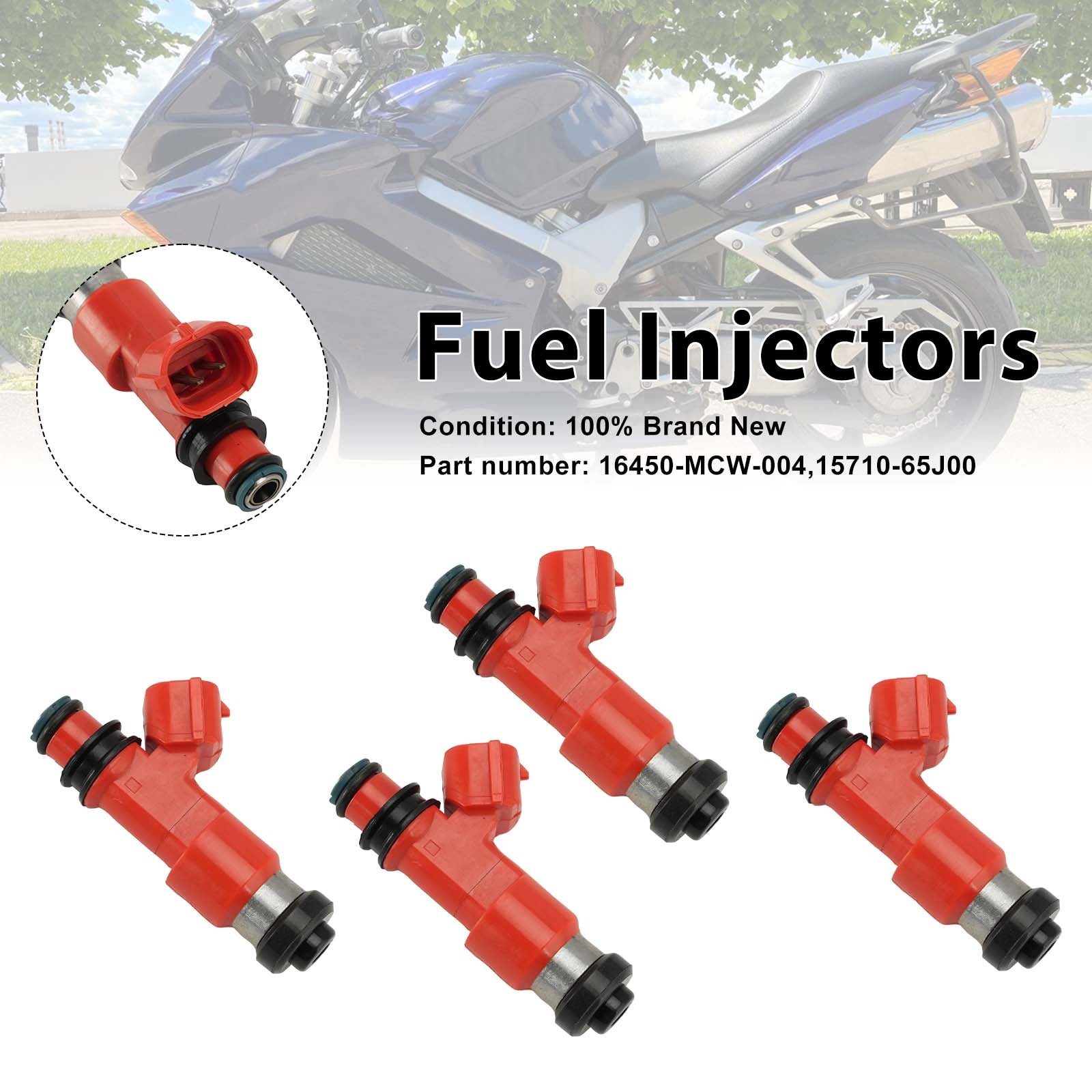 4PC Injecteurs de carburant 15710-65J00 16450-MCW-004 pour Honda VFR800 02-09