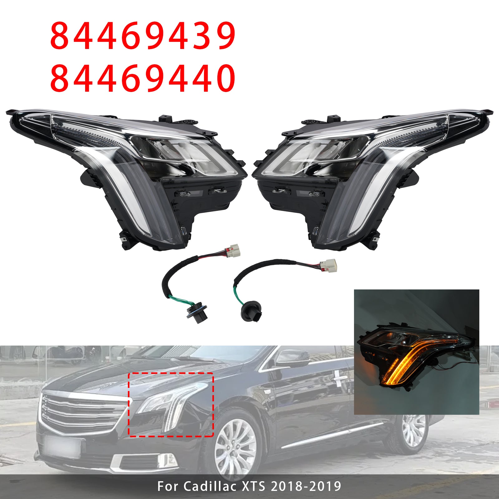 Phare LED Gauche+Droit 84469439 84469440 Pour Cadillac XTS 2018-2019
