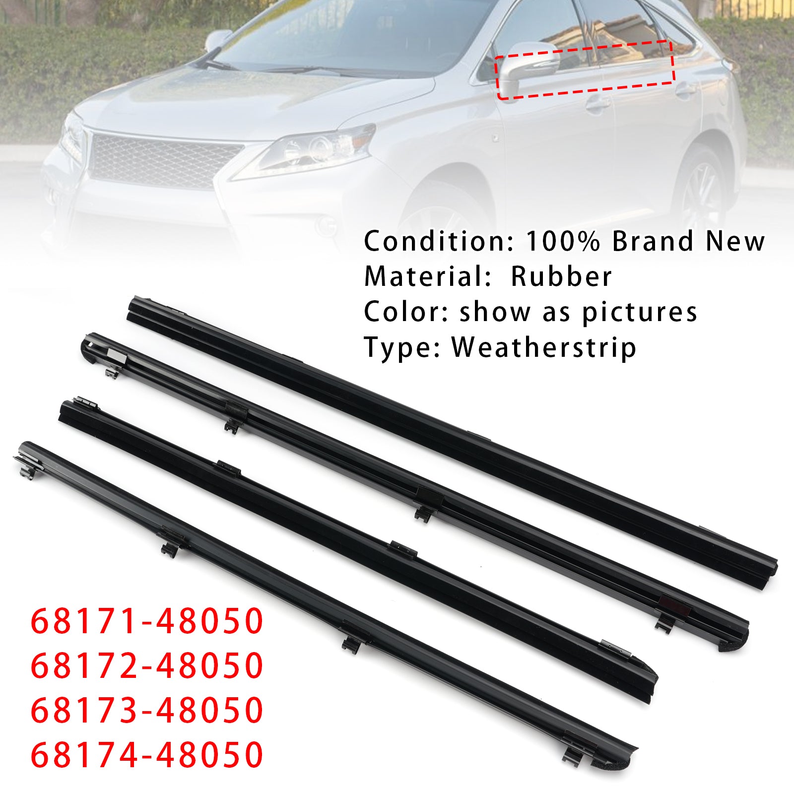 4Pièces Joint D’étanchéité Intérieur Vitre Porte Pour Lexus RX350 RX450h 10-2015