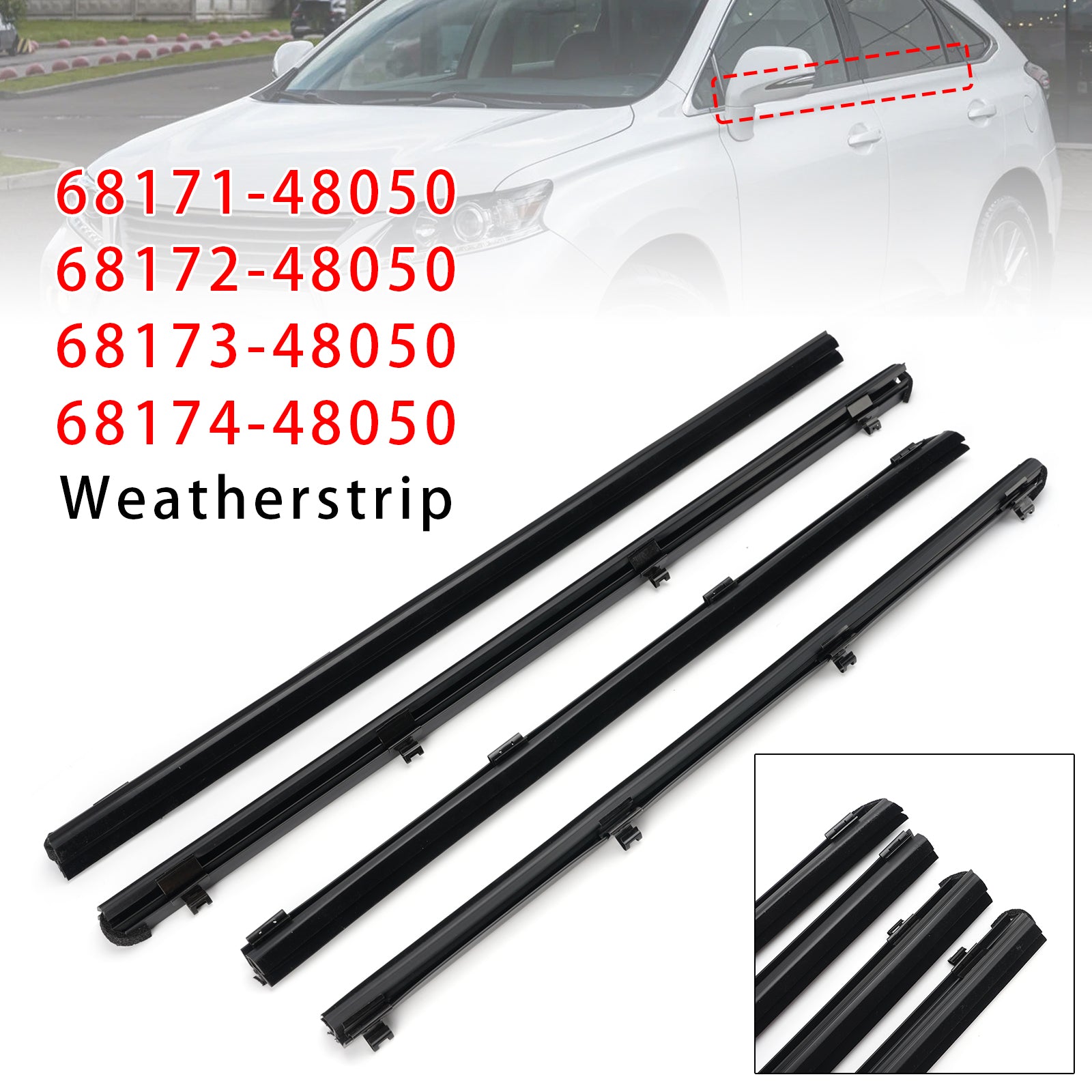 4Pièces Joint D’étanchéité Intérieur Vitre Porte Pour Lexus RX350 RX450h 10-2015