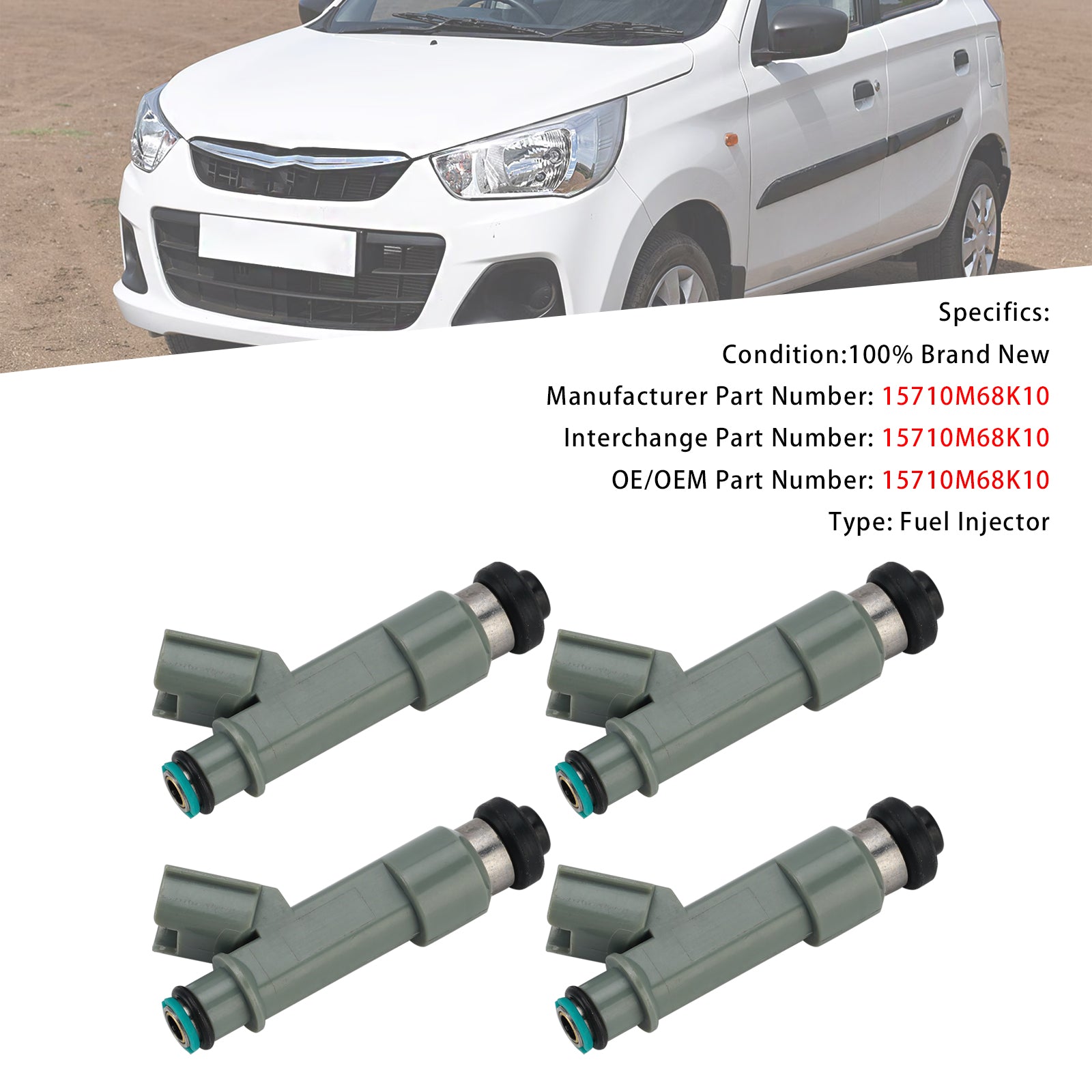 4X Injecteur Carburant Pour Suzuki A-Star 2008-2013 Alto 2010-2014 15710M68K10