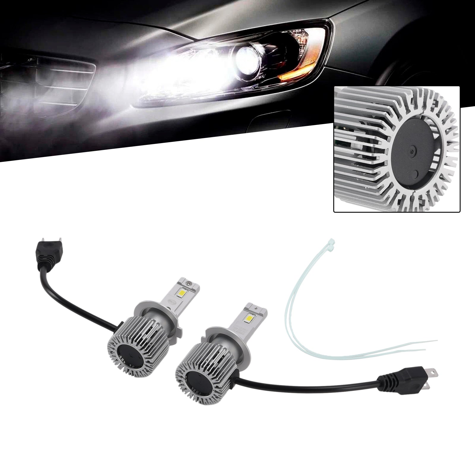 Kit Ampoule LED Phare Feu Route Croisement H7 12V 35W 6500K 2500LM Pour HELLA
