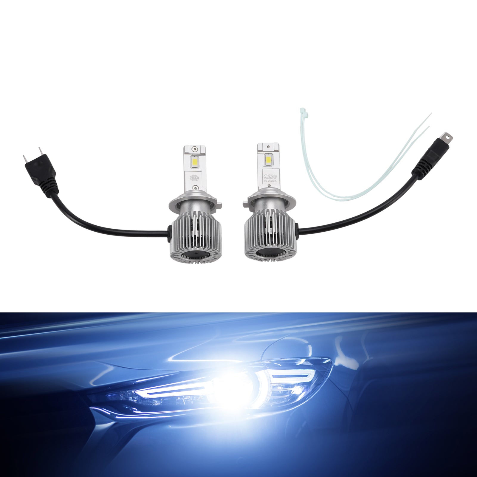 Kit Ampoule LED Phare Feu Route Croisement H7 12V 35W 6500K 2500LM Pour HELLA
