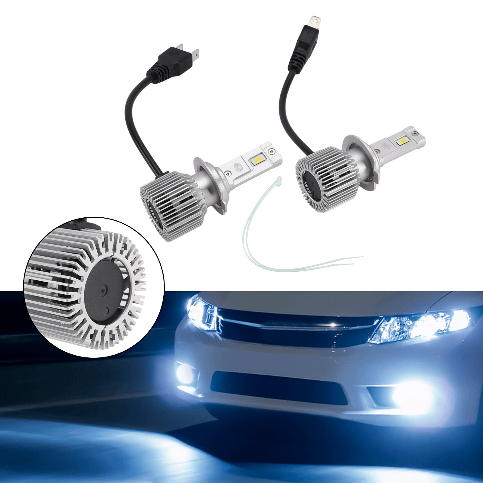 Kit Ampoule LED Phare Feu Route Croisement H7 12V 35W 6500K 2500LM Pour HELLA