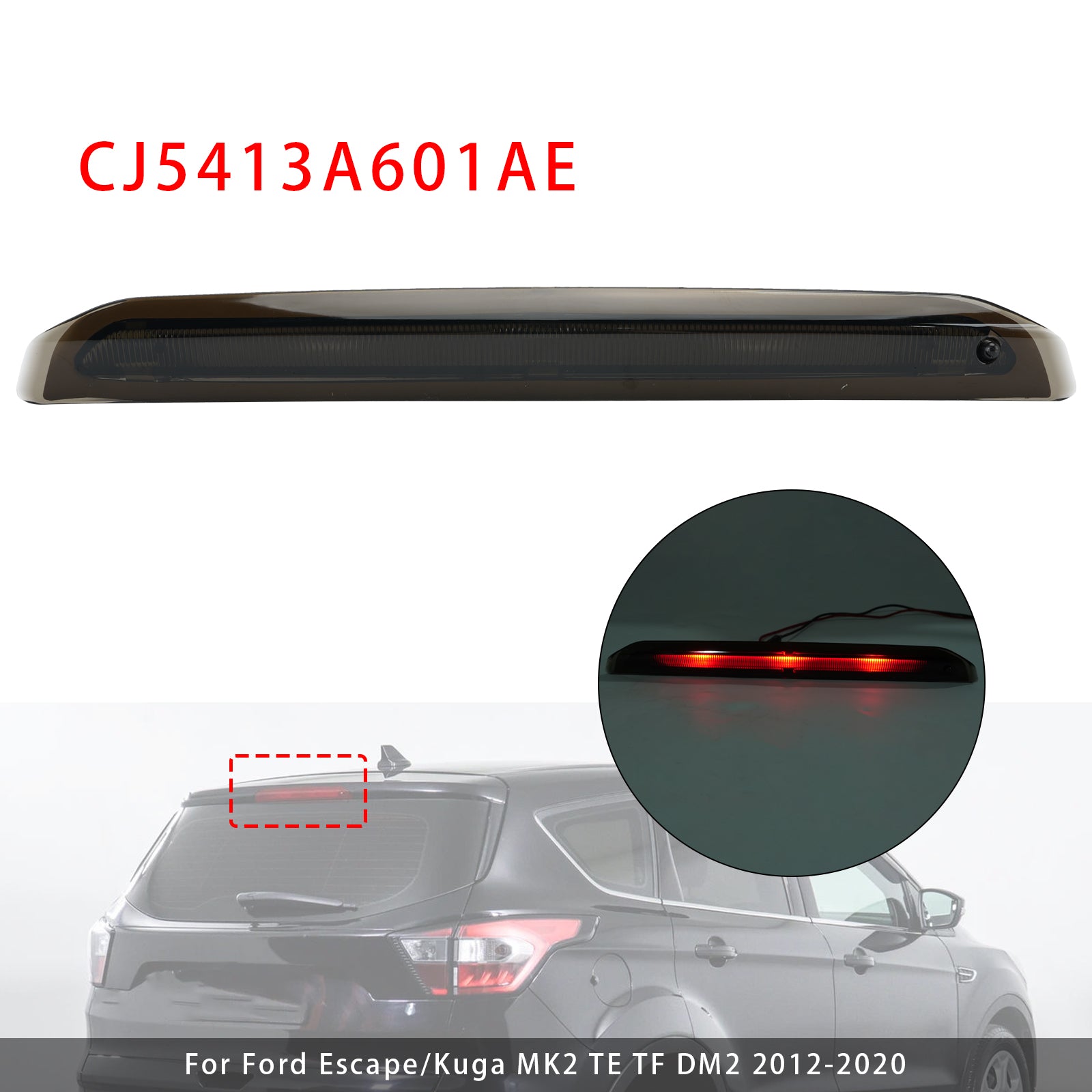 Feu Stop Surélevé Arrière Noir Pour Ford Kuga Mk2 2012-2020