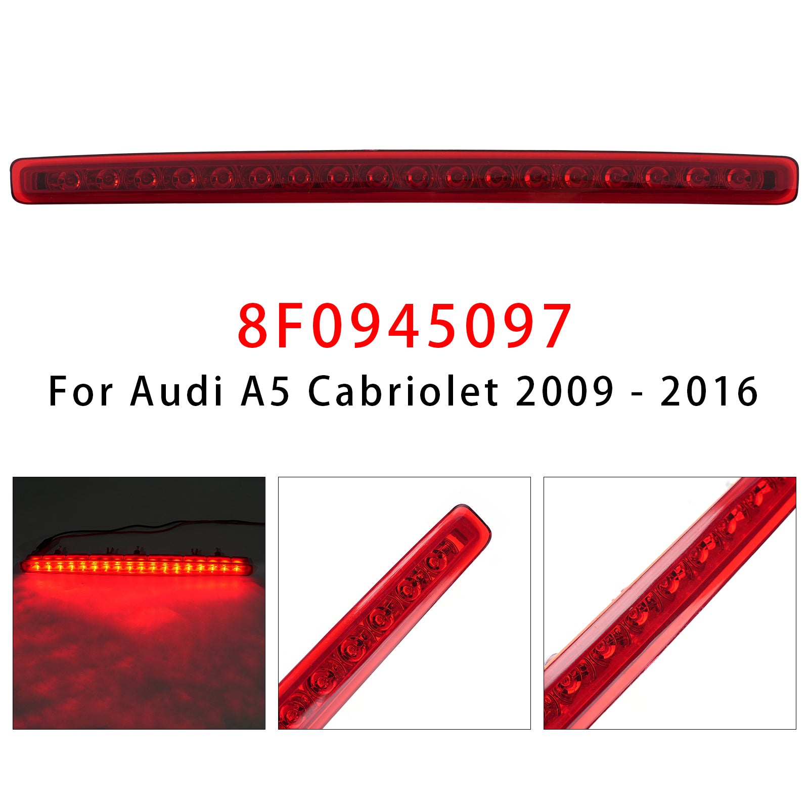 Troisième Feu Stop Arrière Rouge 8F0945097 Pour Audi A5 Cabriolet 2009-2016