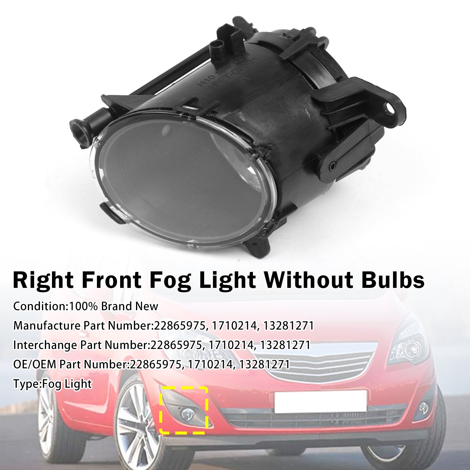 Feu Antibrouillard Avant Droit Pour Vauxhall Insignia Astra 2011-2020 22865974