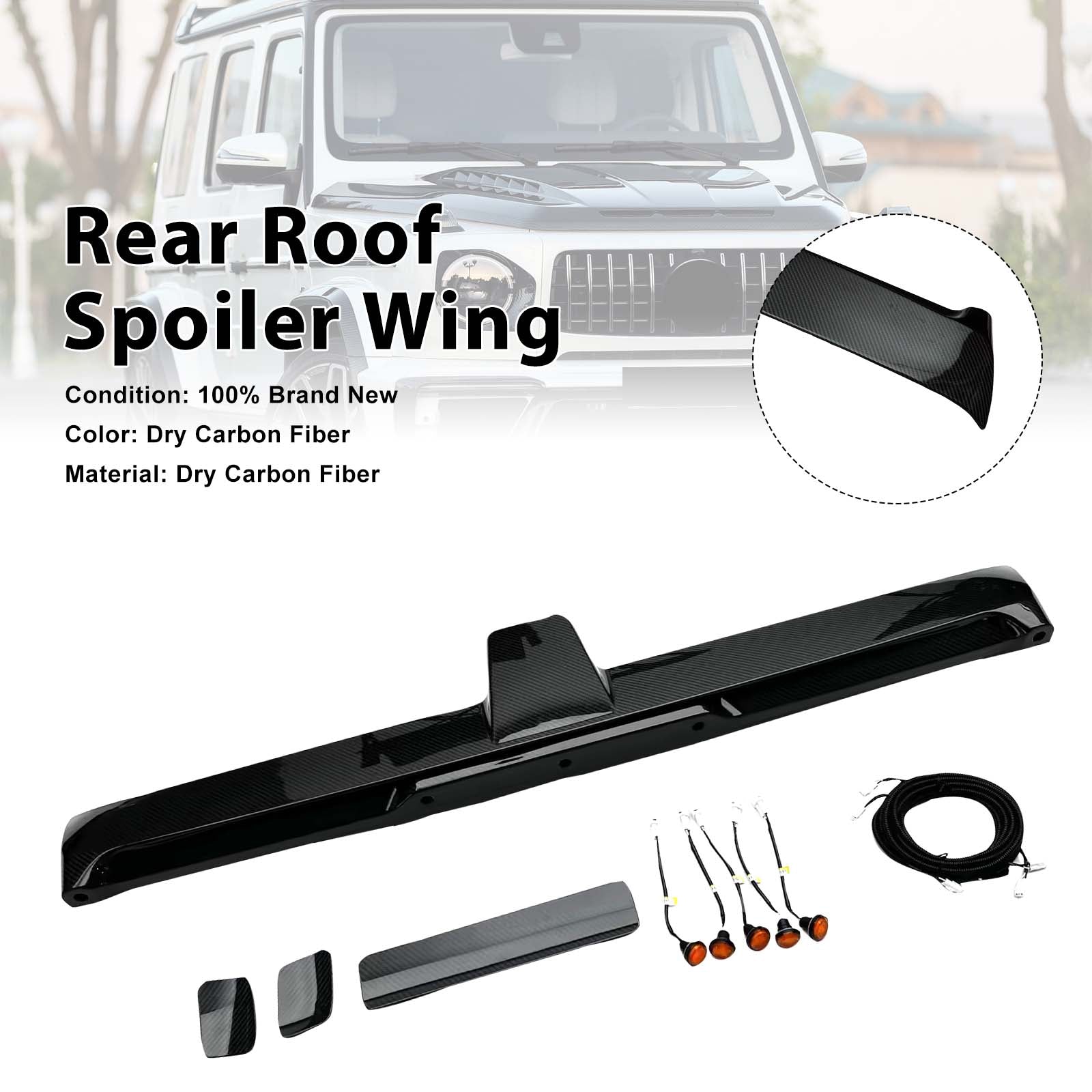 Carbon Fiber Rear Roof Spoiler Wing Pour Benz G-Class W464 W465 2019+ w/LED