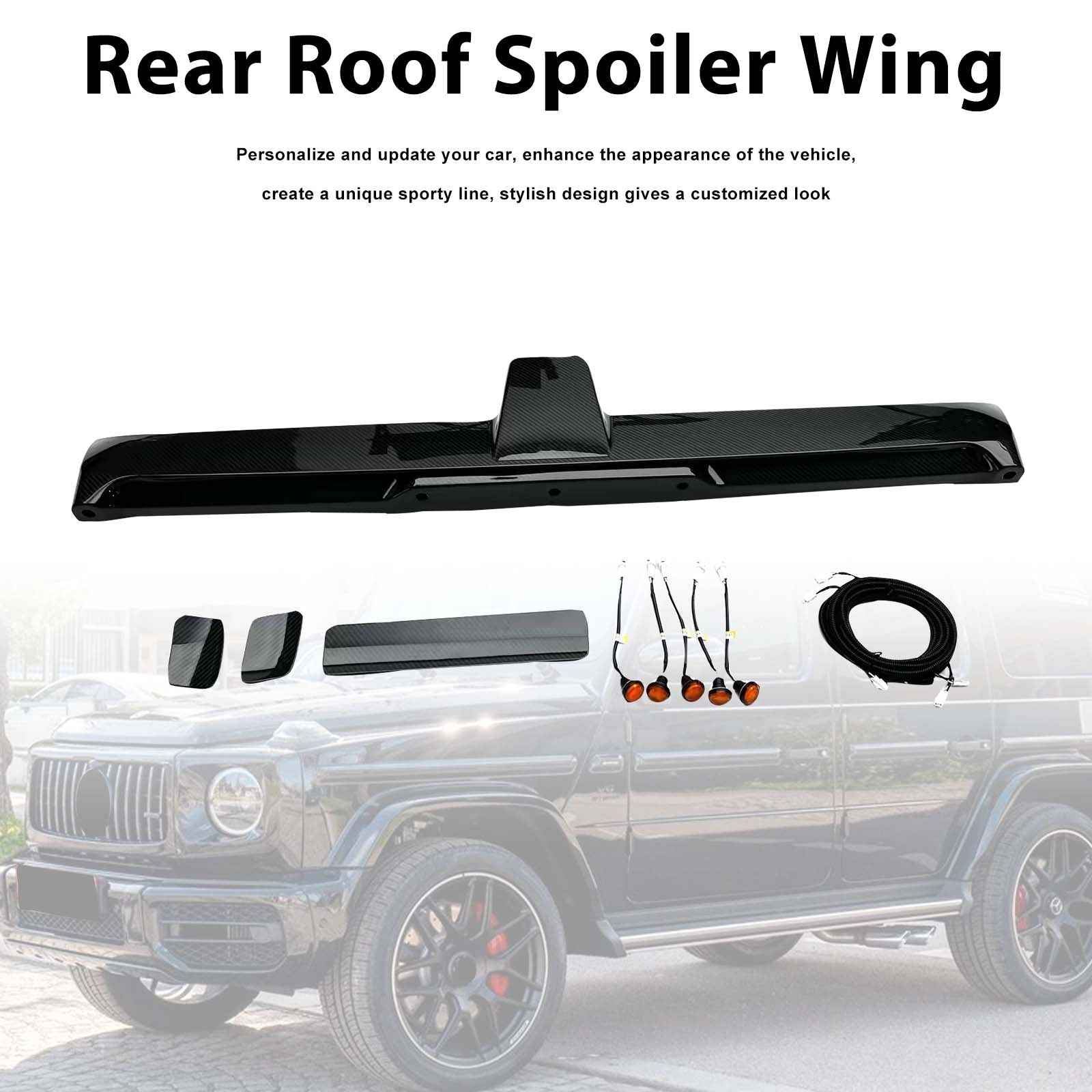 Carbon Fiber Rear Roof Spoiler Wing Pour Benz G-Class W464 W465 2019+ w/LED