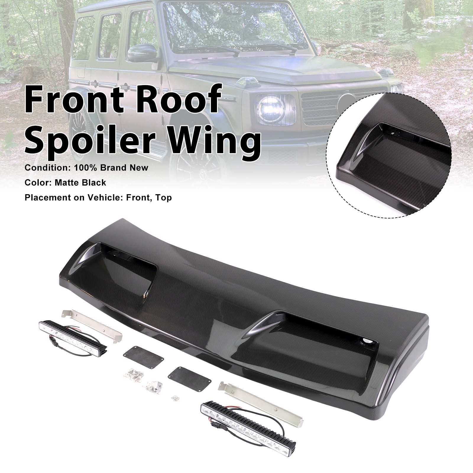Even Style Front Roof Spoiler Wing Pour Benz G-Class W464 G550 2019-2023 W/Led