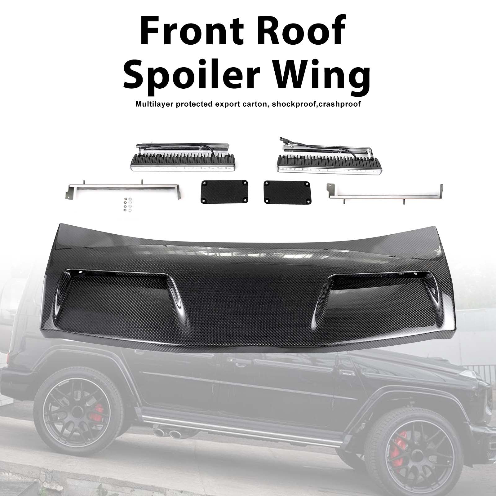 Even Style Front Roof Spoiler Wing Pour Benz G-Class W464 G550 2019-2023 W/Led