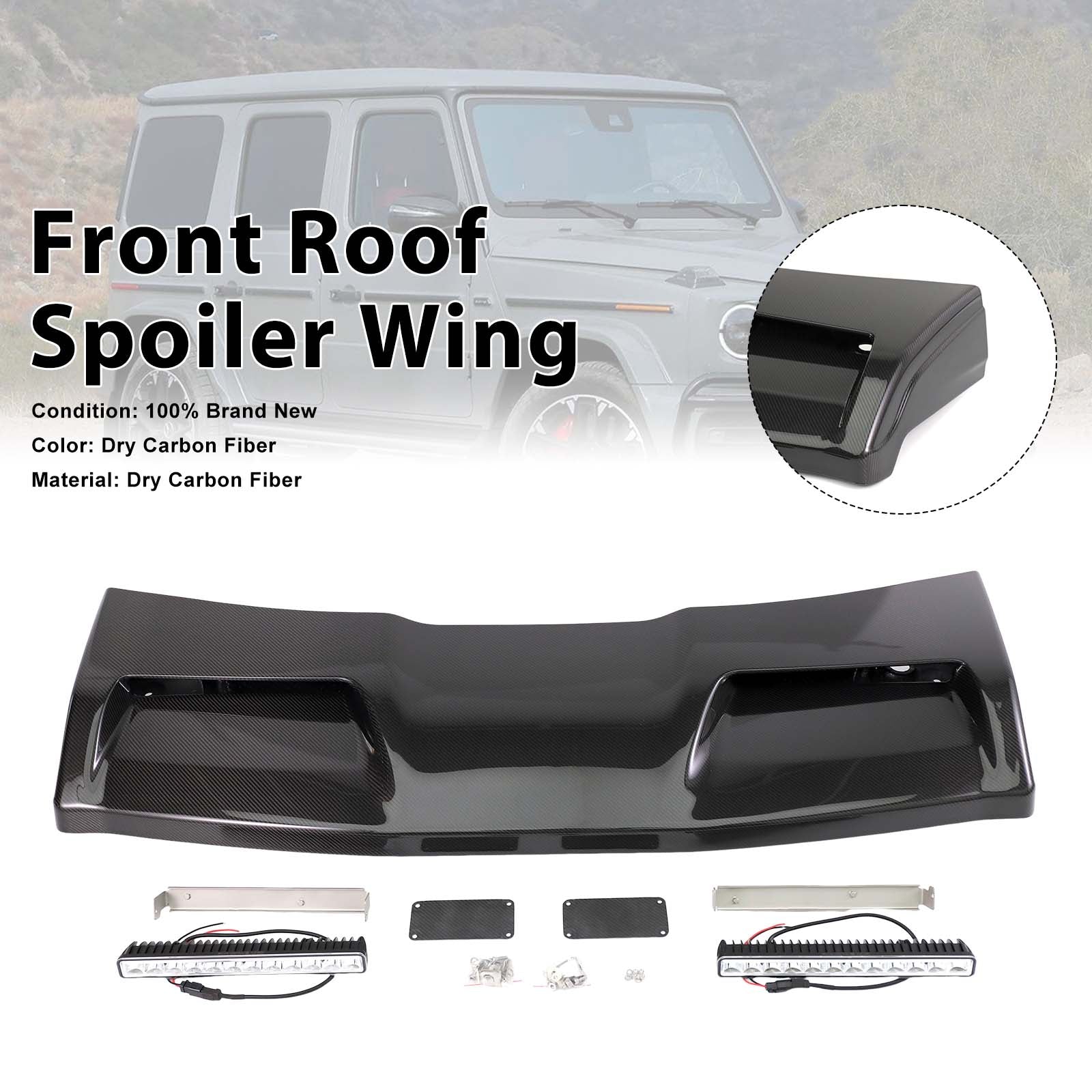 Concave style Front Roof Spoiler Wing Pour Benz G-Class W464 2019-2023 W/Led