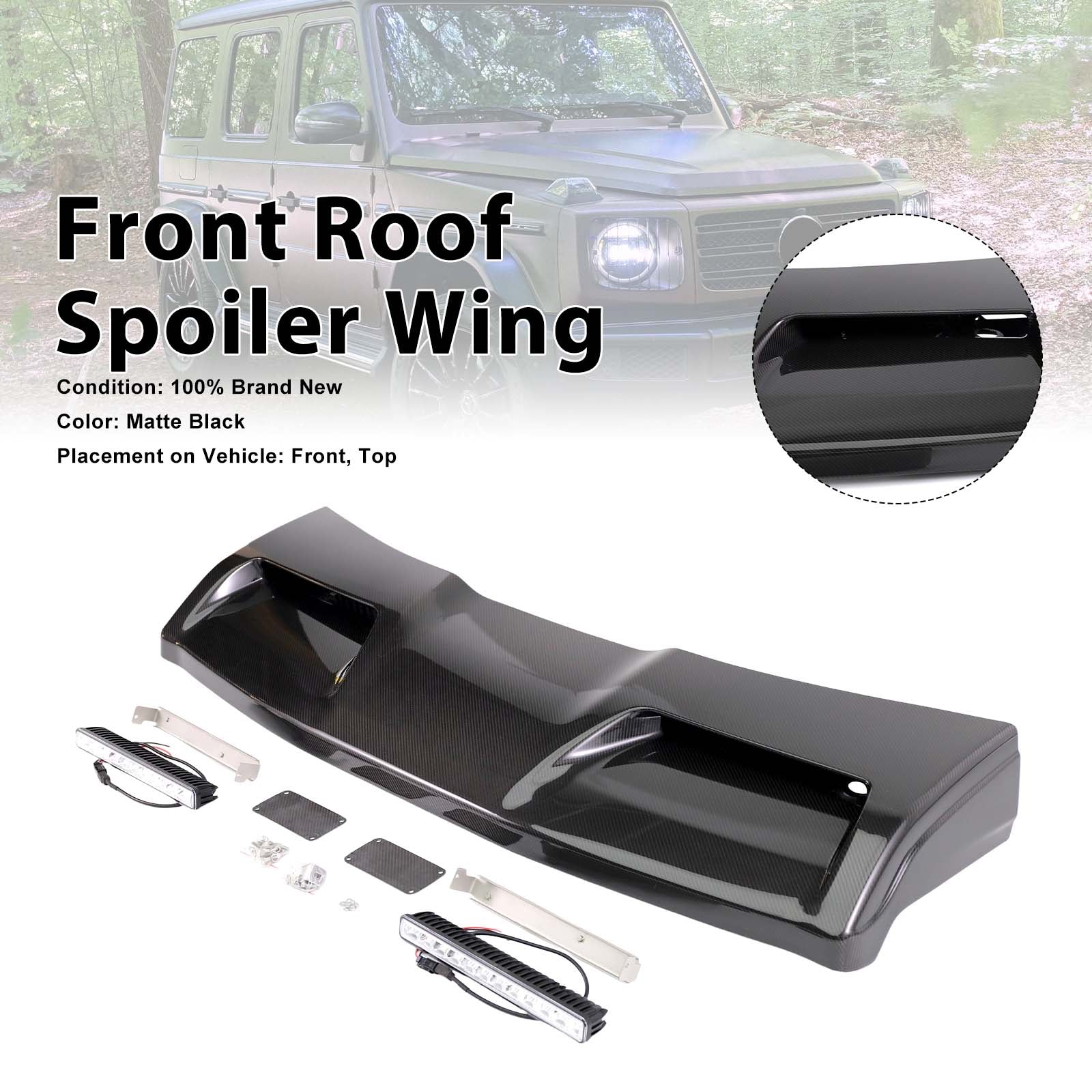 Concave style Front Roof Spoiler Wing Pour Benz G-Class W464 2019-2023 W/Led