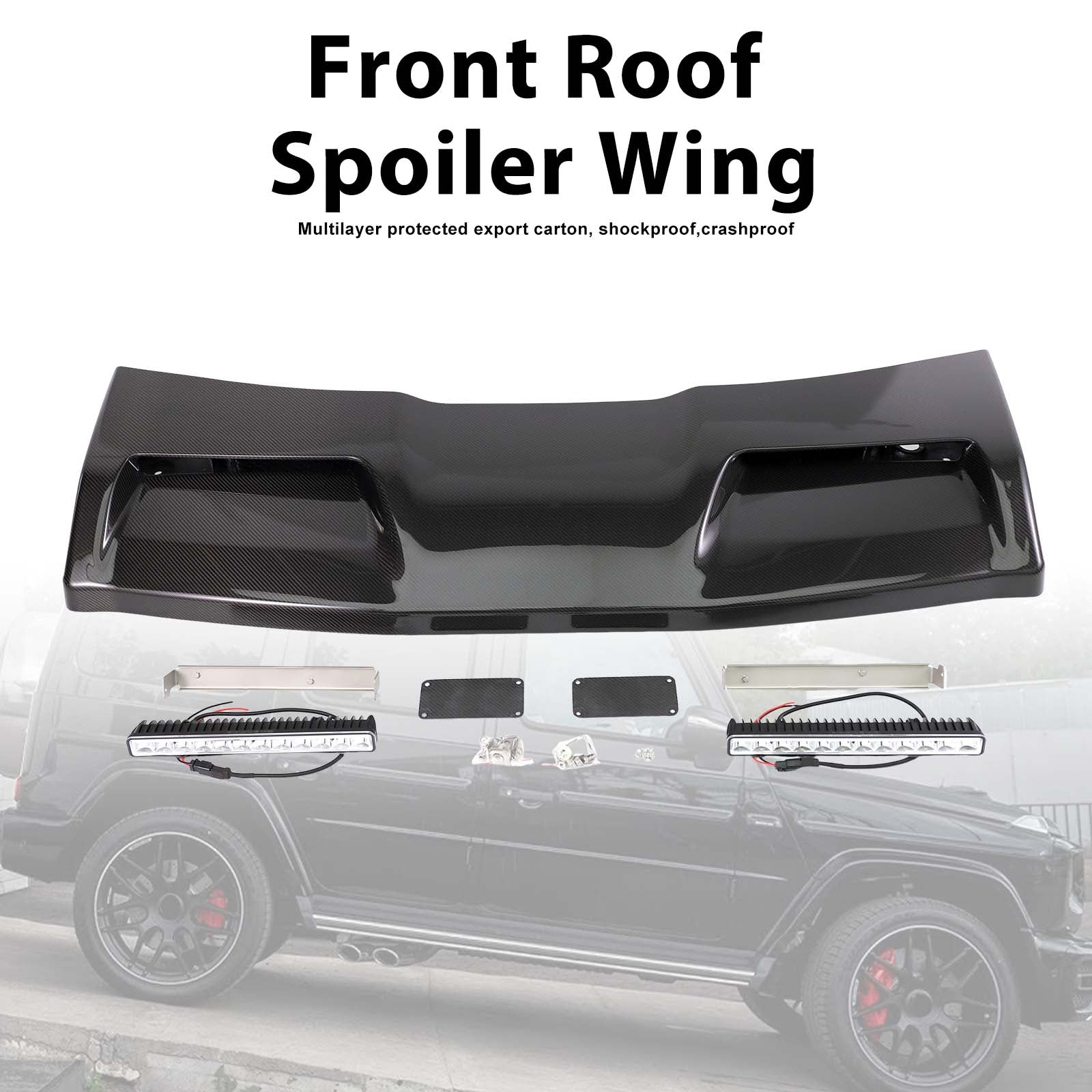 Concave style Front Roof Spoiler Wing Pour Benz G-Class W464 2019-2023 W/Led