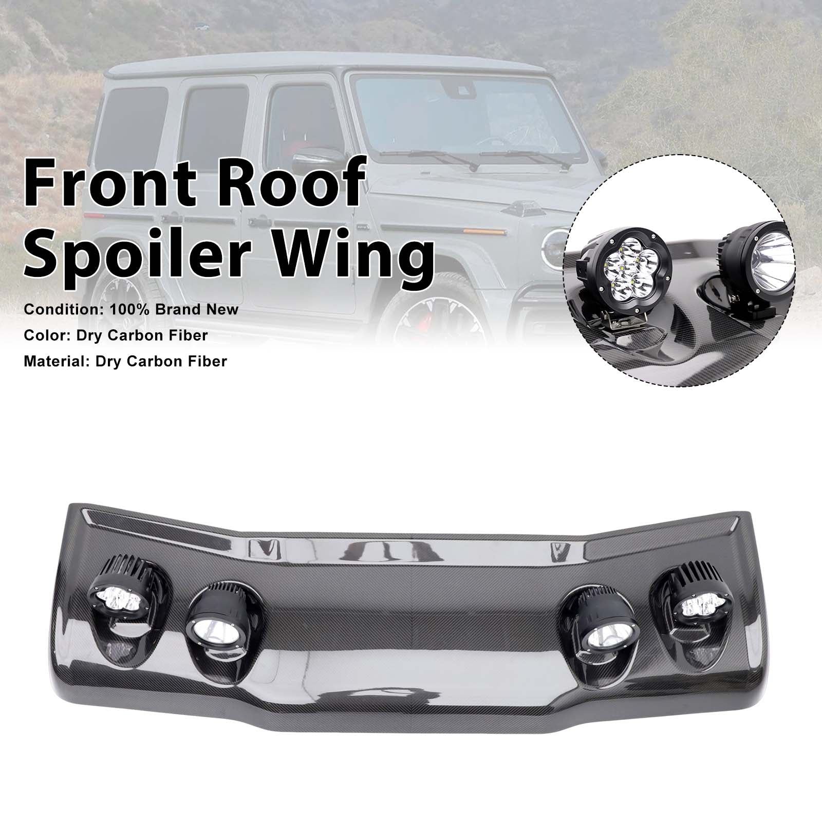 Adventure style Front Roof Spoiler Wing Pour Benz G-Class W464 2019-2023 W/Led