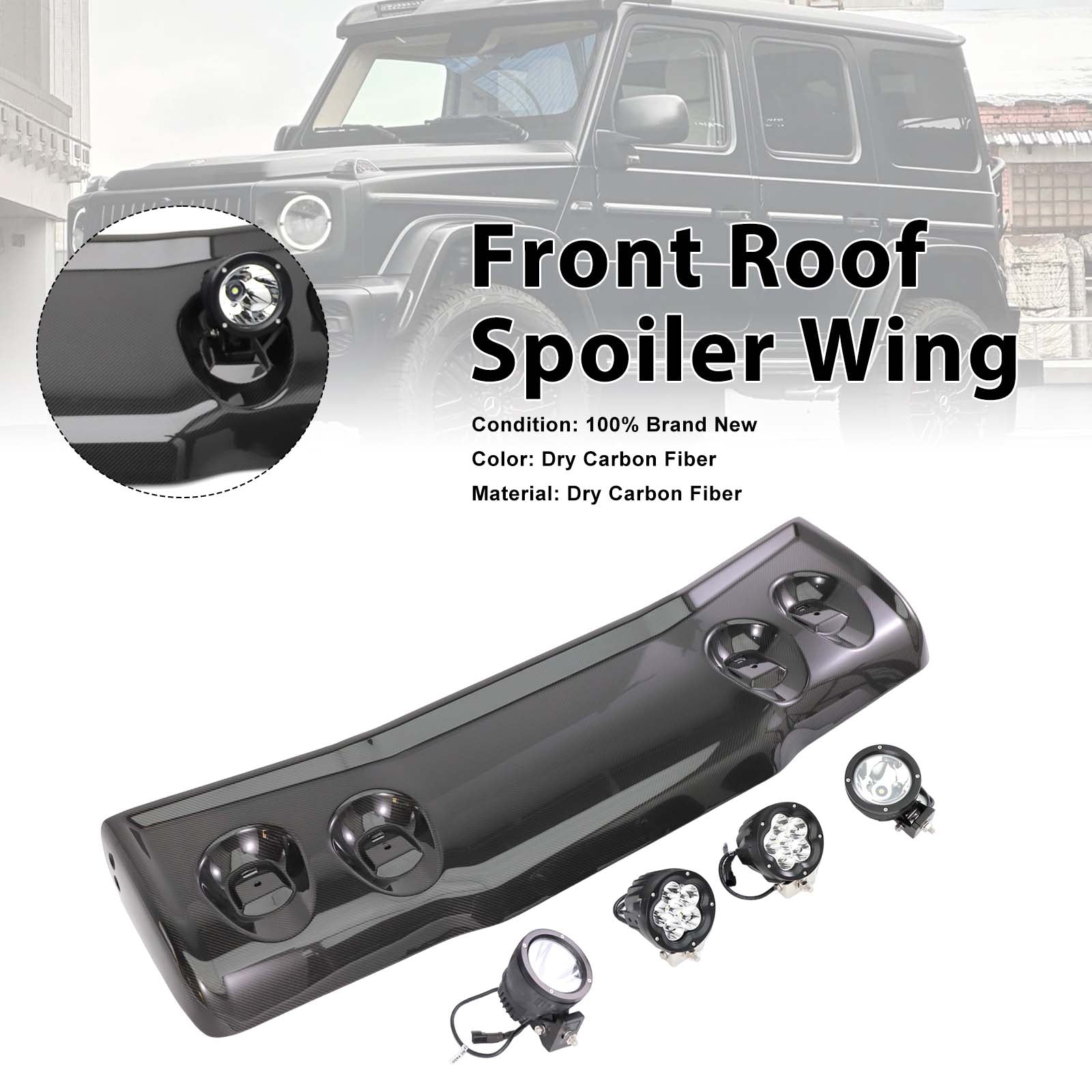 Adventure style Front Roof Spoiler Wing Pour Benz G-Class W464 2019-2023 W/Led