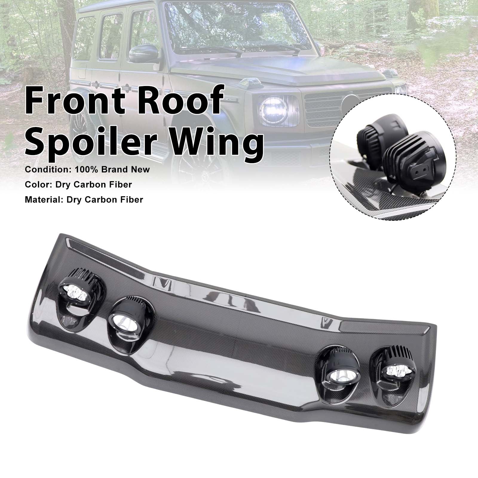 Adventure style Front Roof Spoiler Wing Pour Benz G-Class W464 2019-2023 W/Led