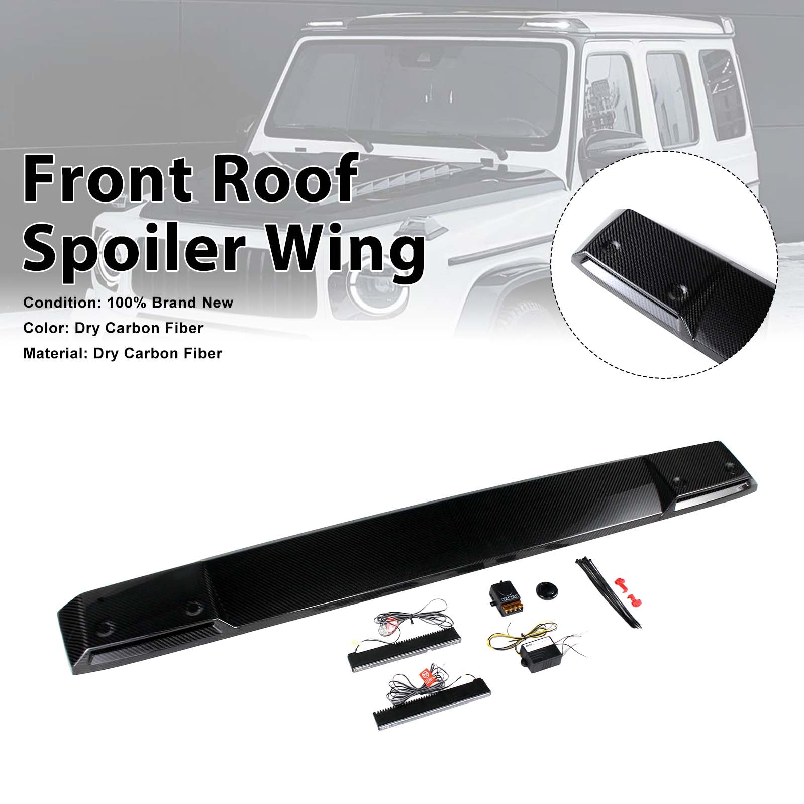 Shark style Front Roof Spoiler Wing Pour Benz G-Class W464 2019-2023 W/Led