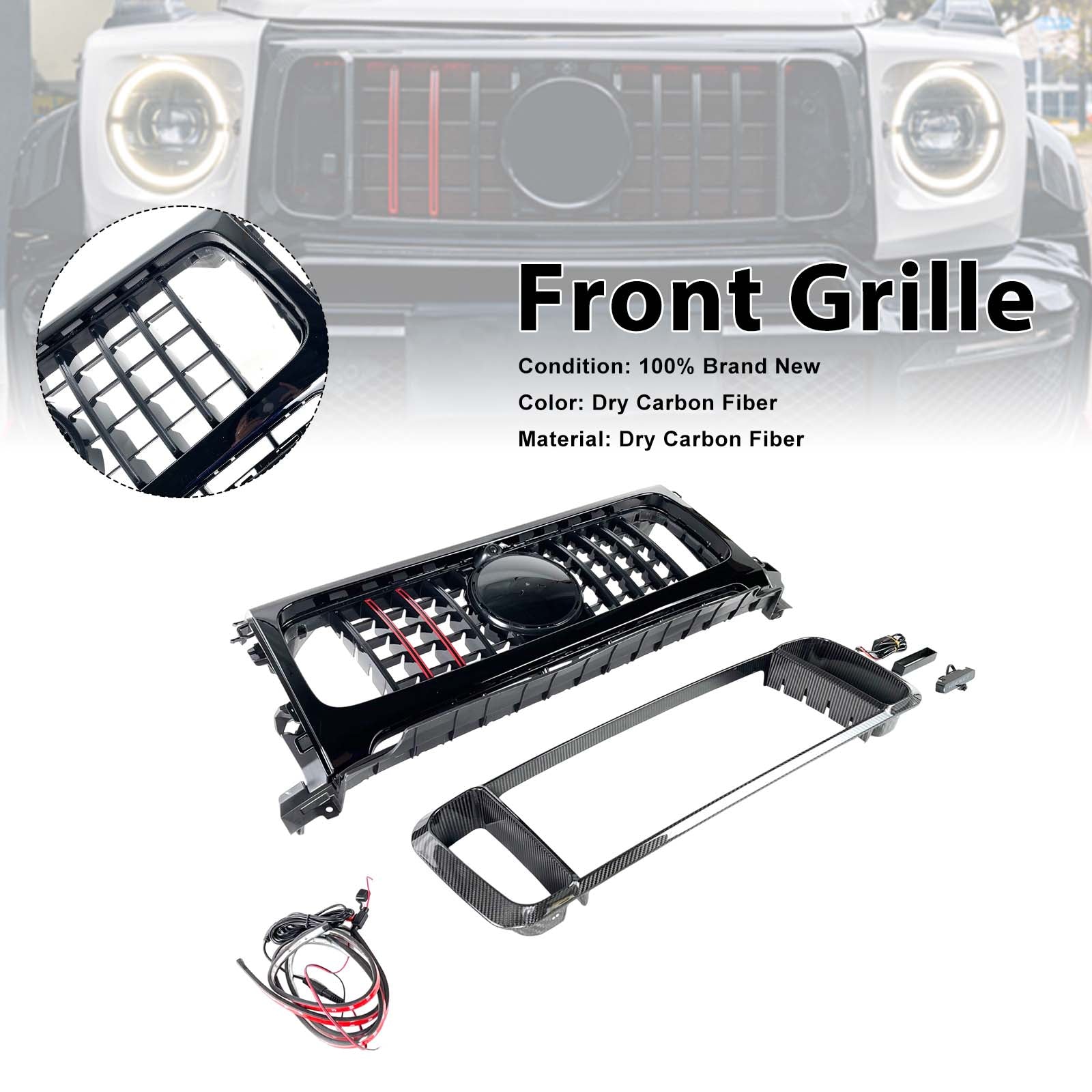 Dry Carbon Front Grille Grill Pour Benz W464 B800 B900 2019-2023 Rocket Style