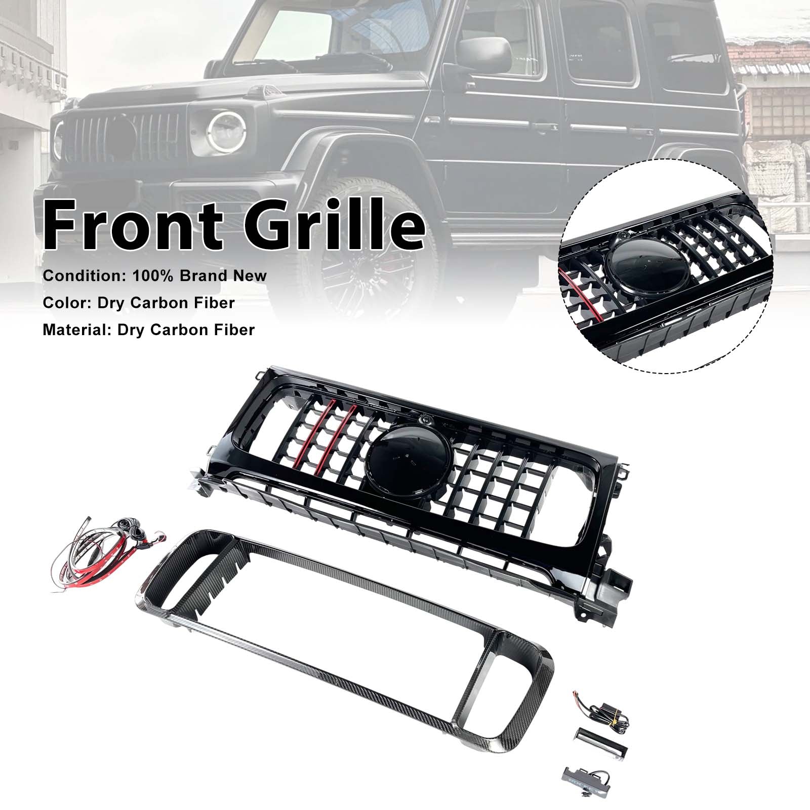 Dry Carbon Front Grille Grill Pour Benz W464 B800 B900 2019-2023 Rocket Style