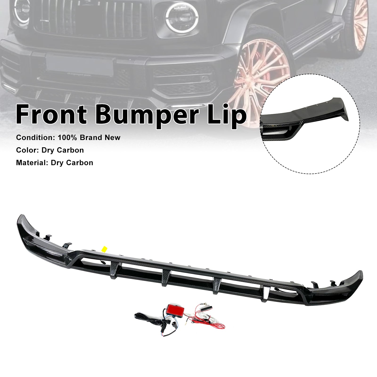Dry Carbon Front Bumper Lip Pour Mercedes Benz G-Class W464 W463A 2019-2023