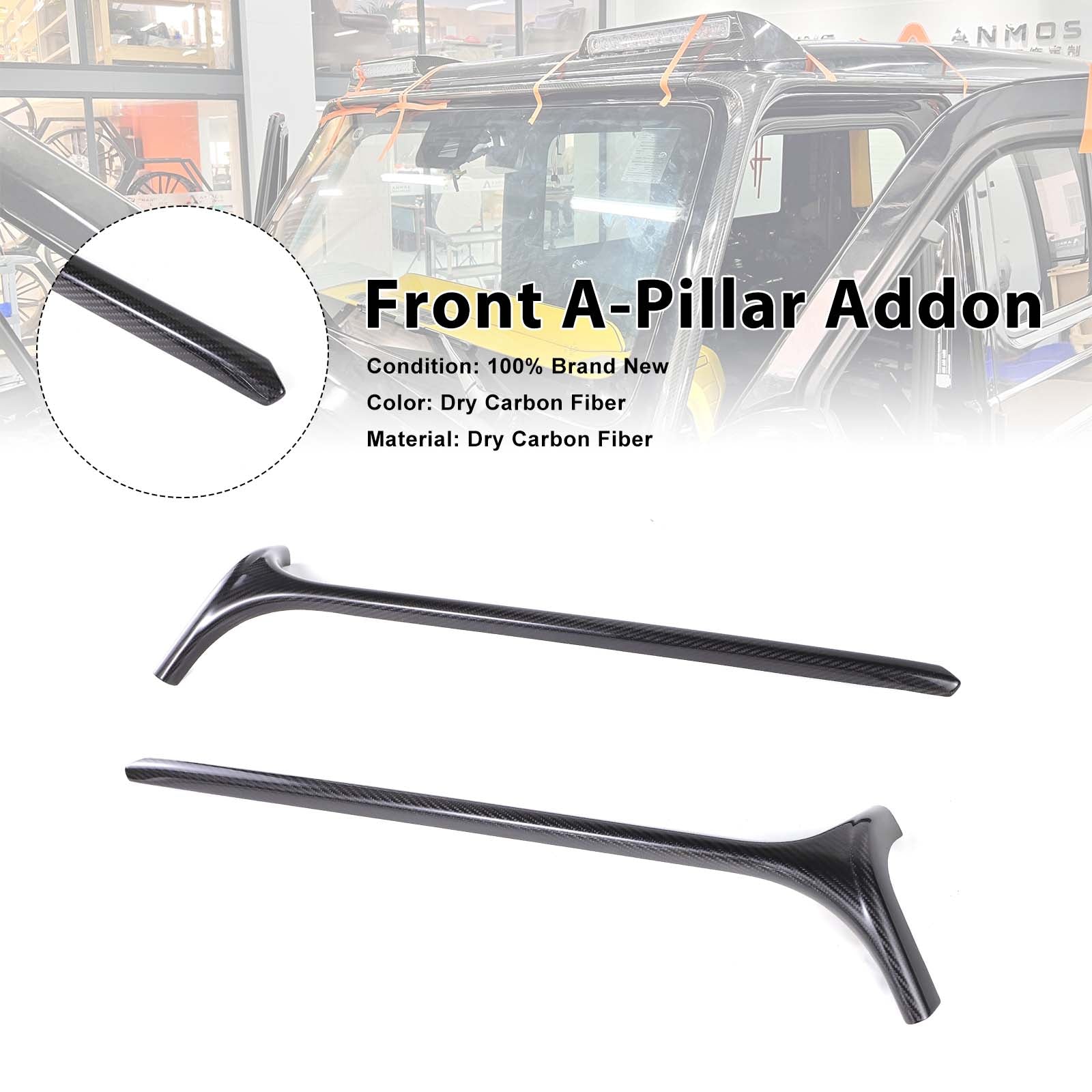 Carbon Fiber Front Window A-Pillar Addon Pour Benz G Class W464 G500 2019-2023