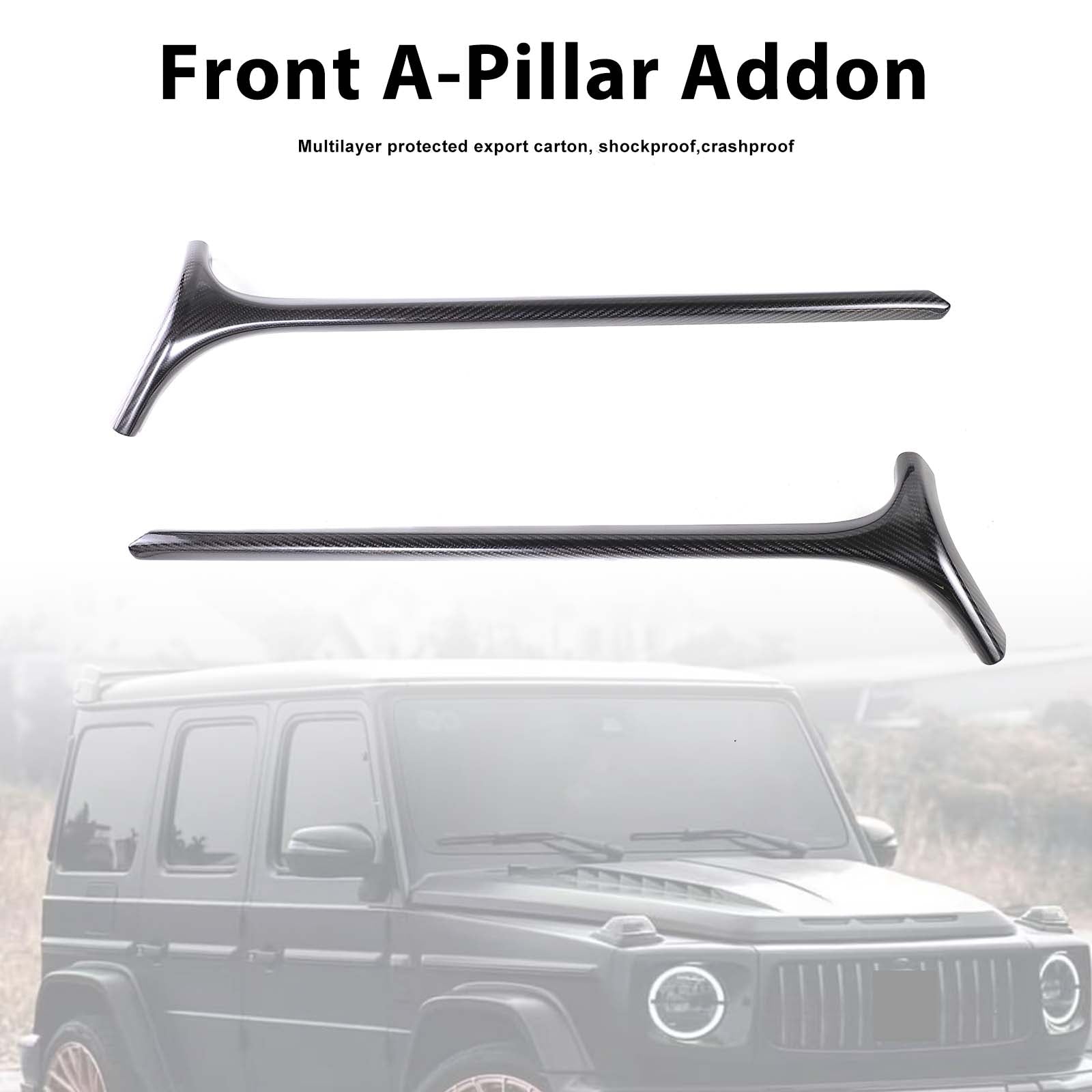 Carbon Fiber Front Window A-Pillar Addon Pour Benz G Class W464 G500 2019-2023