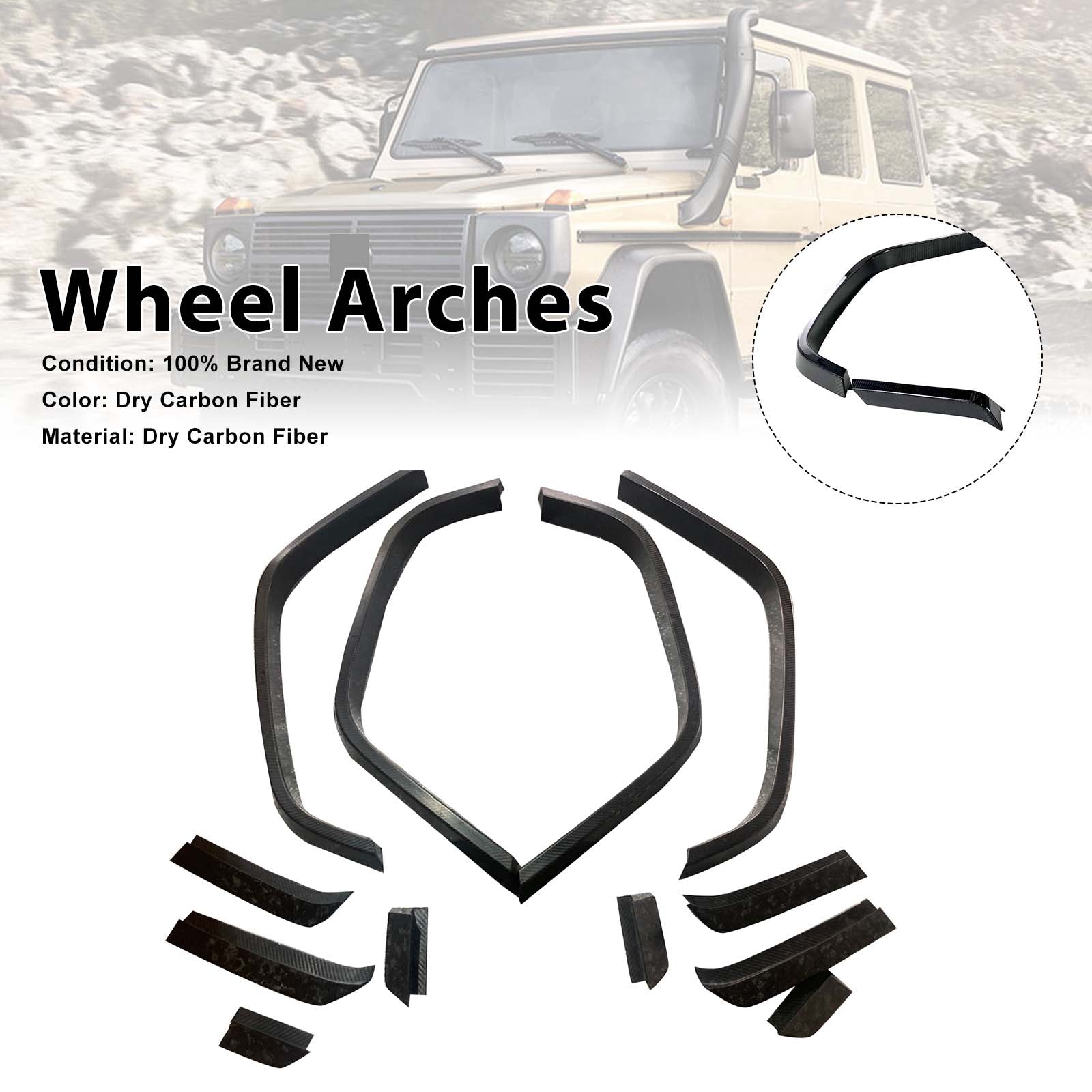 Dry Carbon Front Rear Wheel Arches Pour Mercedes Benz W464 B900 2019-2023 Wide