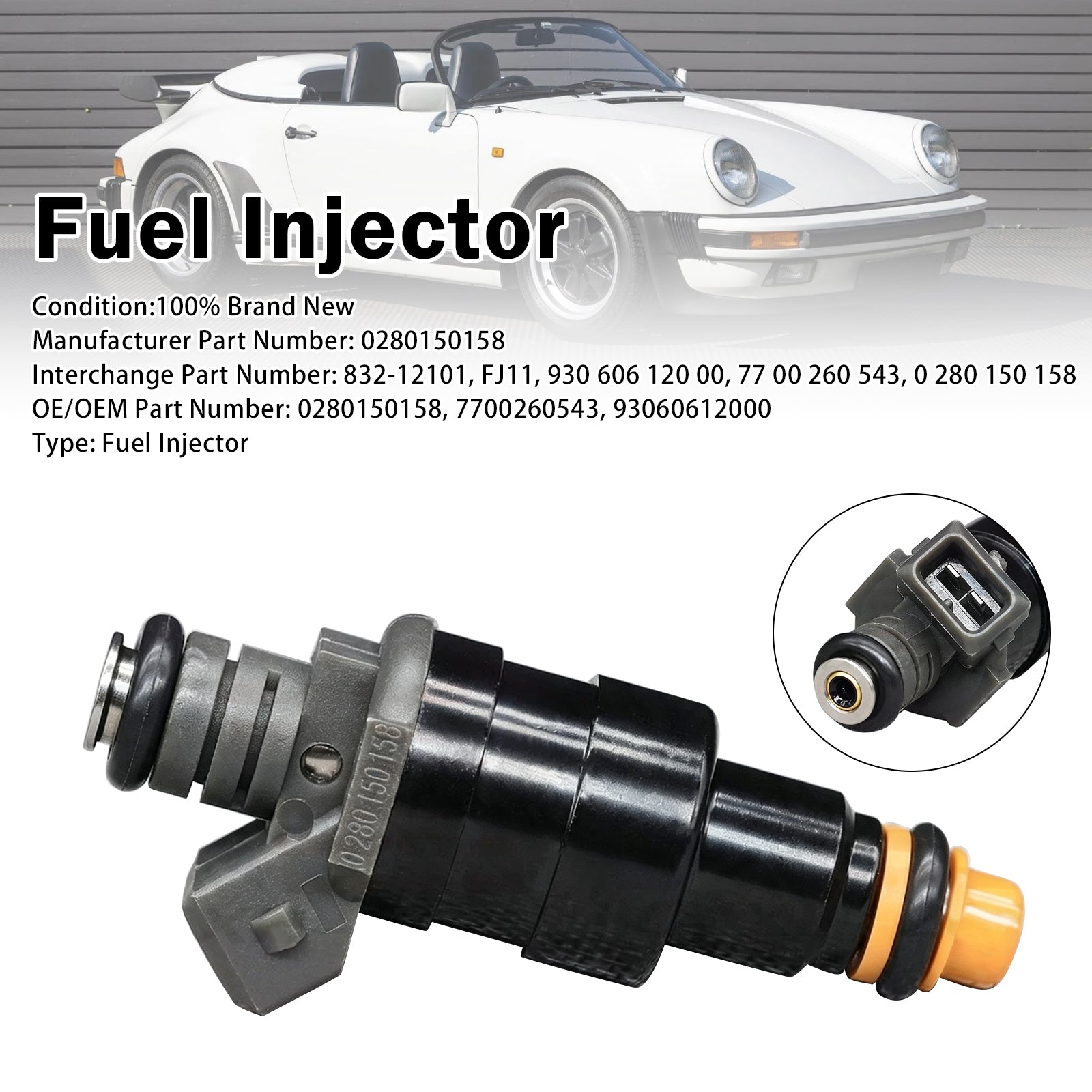 1X Injecteur Carburant Pour Porsche 911 Base Carrera 3.2L 1984-1989 0280150158