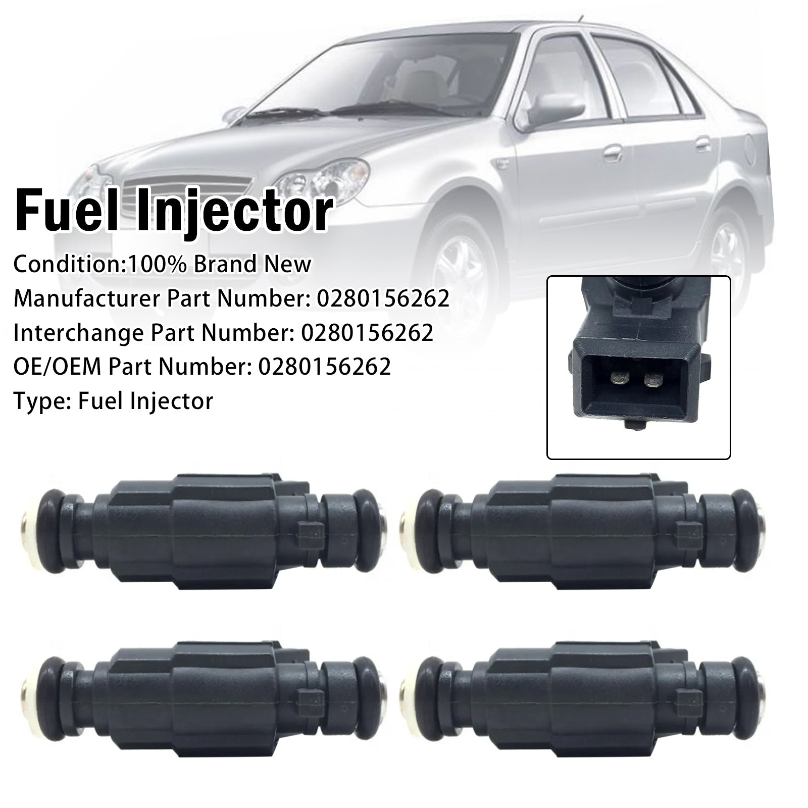 4X Injecteur Carburant Pour Geely CK CK2 CK3 Kingkong MK LG 0280156262