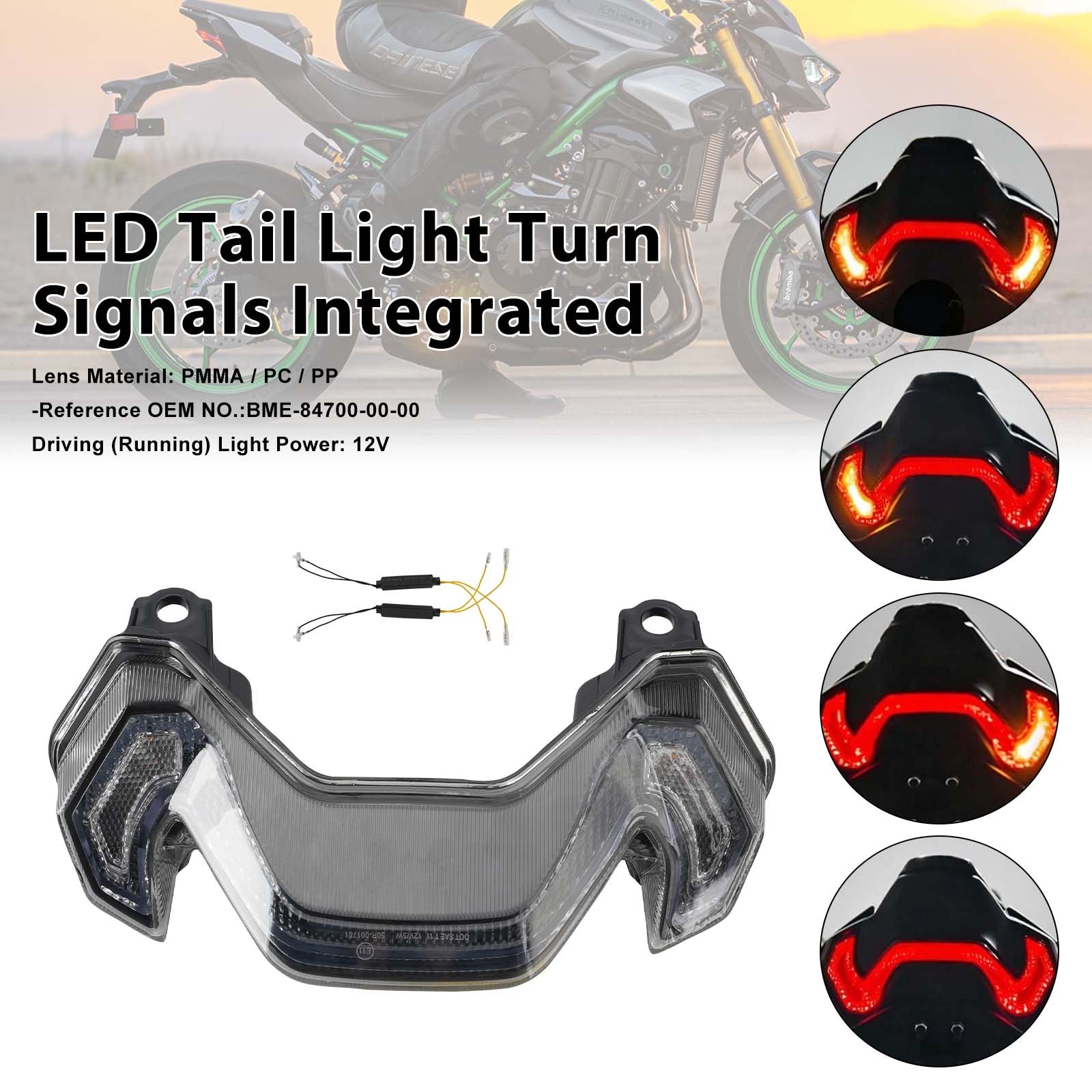 Feux arrière à LED avec clignotants intégrés pour KAWASAKI Z900 Z900SE 2025-2026 Clear