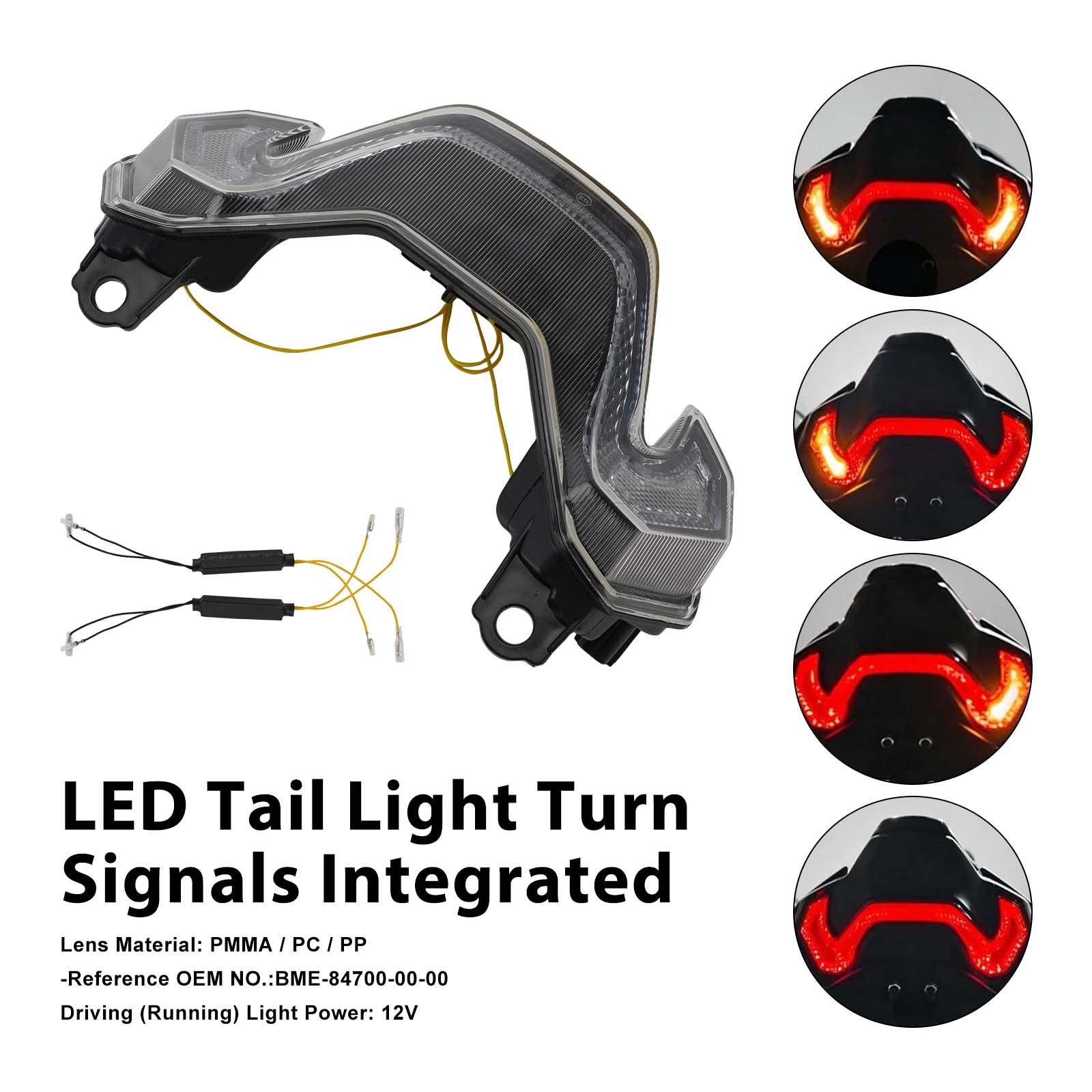 Feux arrière à LED avec clignotants intégrés pour KAWASAKI Z900 Z900SE 2025-2026 Clear