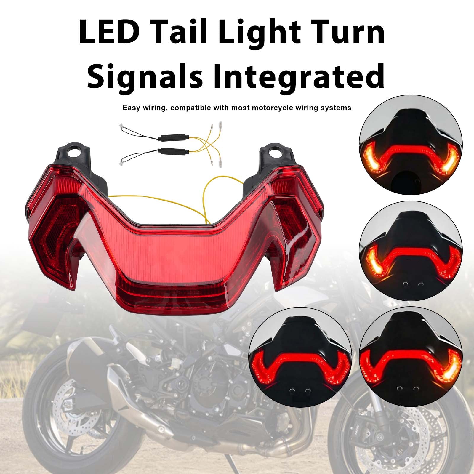 Feux arrière à LED avec clignotants intégrés pour KAWASAKI Z900 Z900SE 2025-2026 Red