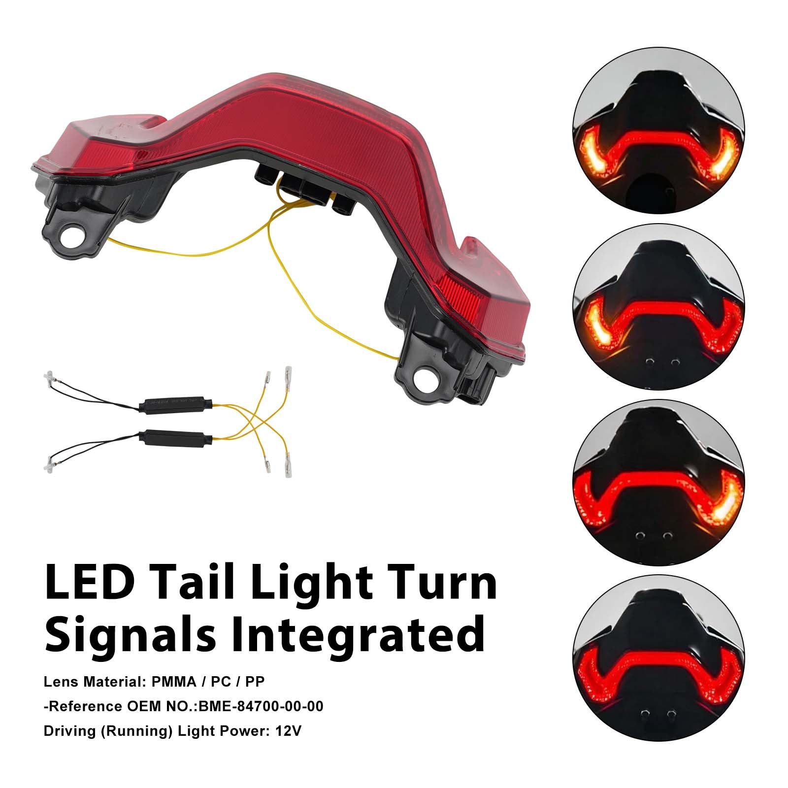 Feux arrière à LED avec clignotants intégrés pour KAWASAKI Z900 Z900SE 2025-2026 Red