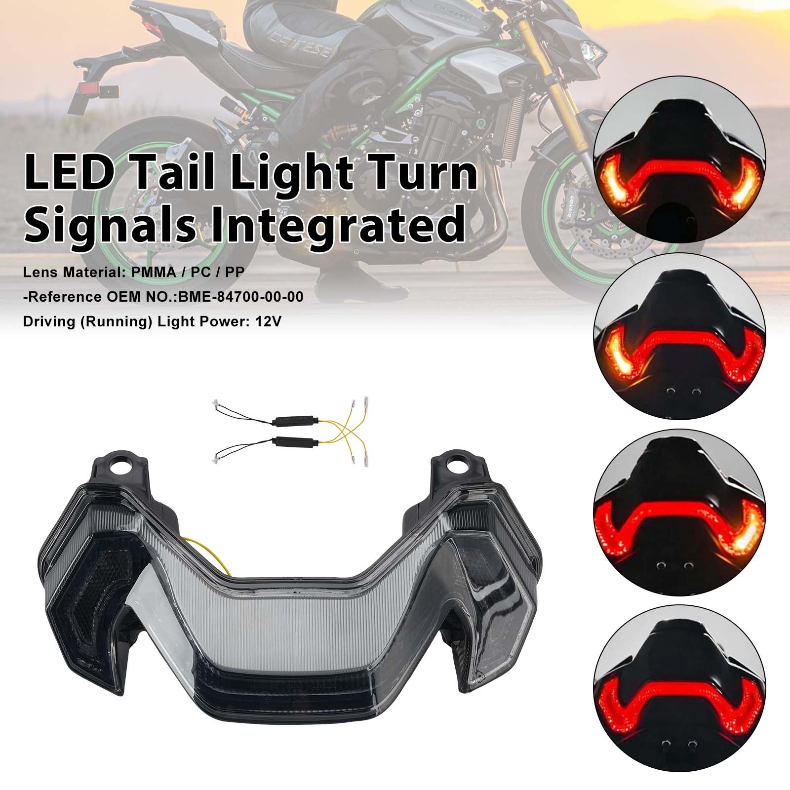 Feux arrière à LED avec clignotants intégrés pour KAWASAKI Z900 Z900SE 2025-2026 Smoke
