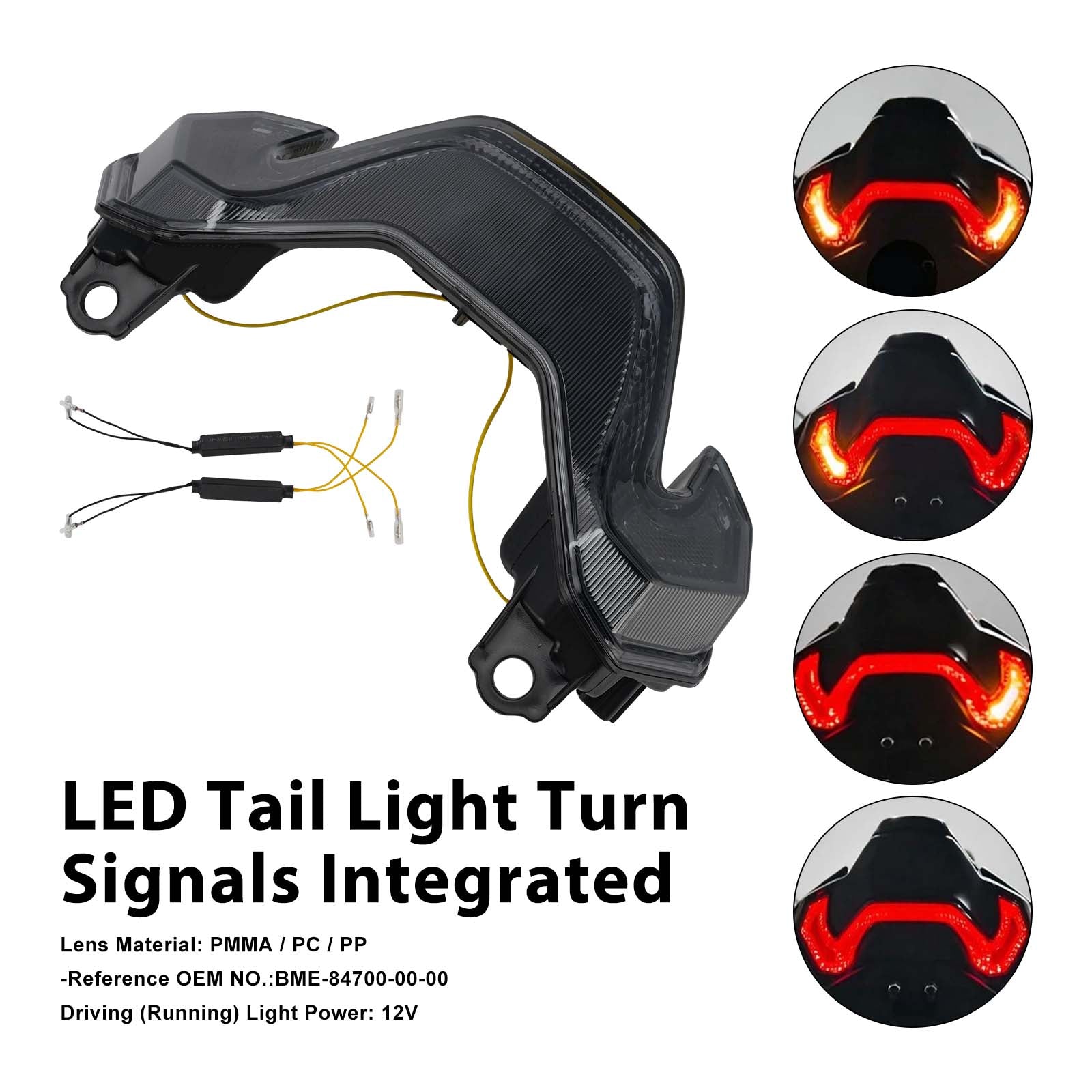 Feux arrière à LED avec clignotants intégrés pour KAWASAKI Z900 Z900SE 2025-2026 Smoke