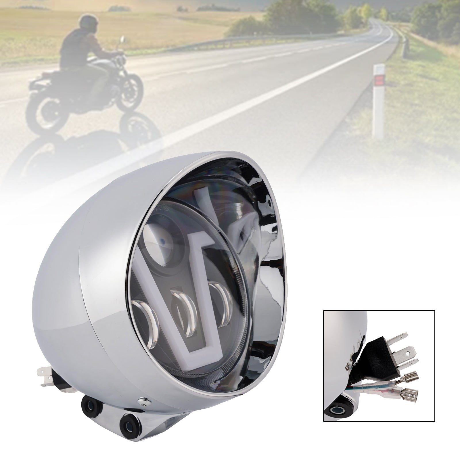 Brume Lampe Des Phares Mettre En Lumière 40W 4000Lm Chrome Pour Moto Cruise Cafe