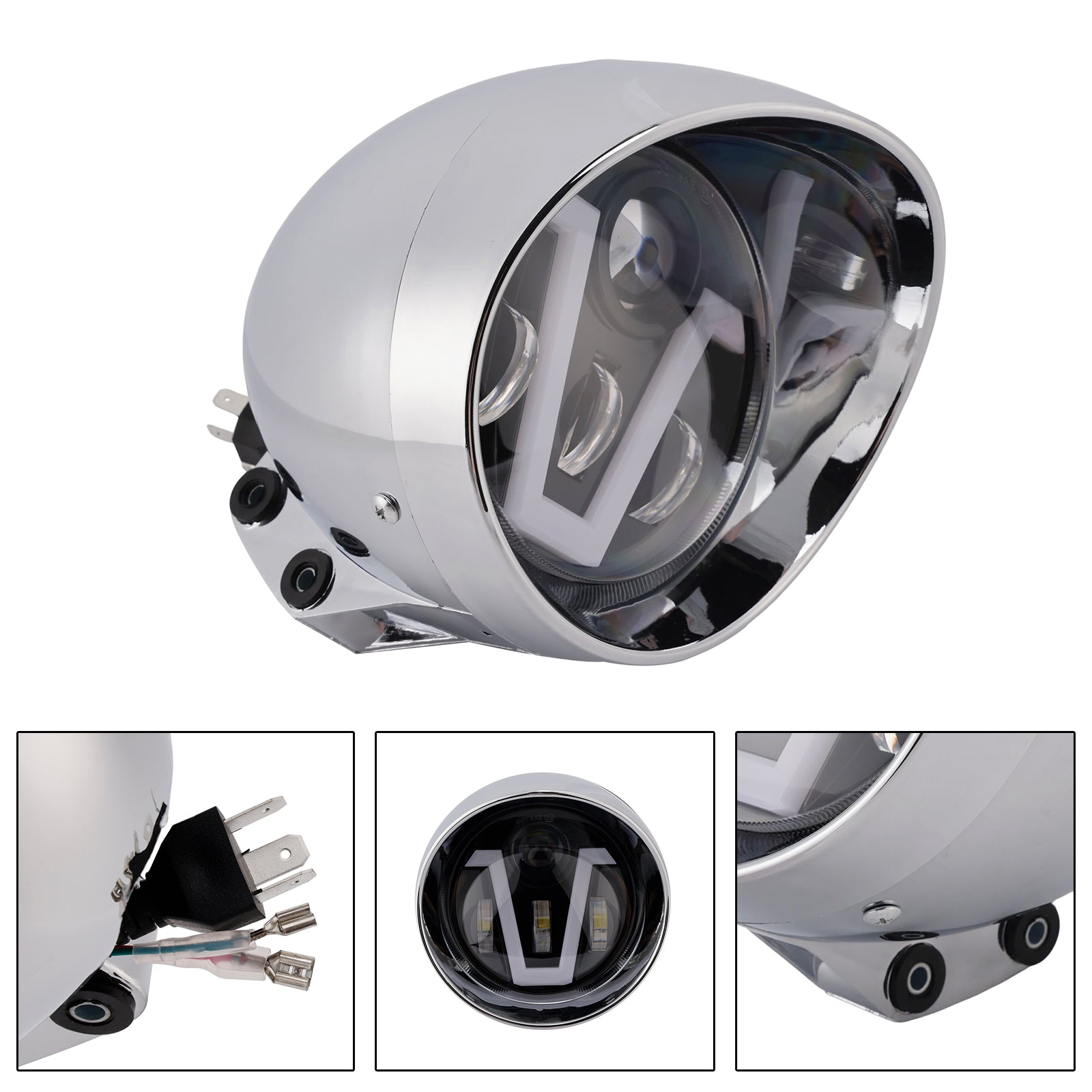 Brume Lampe Des Phares Mettre En Lumière 40W 4000Lm Chrome Pour Moto Cruise Cafe