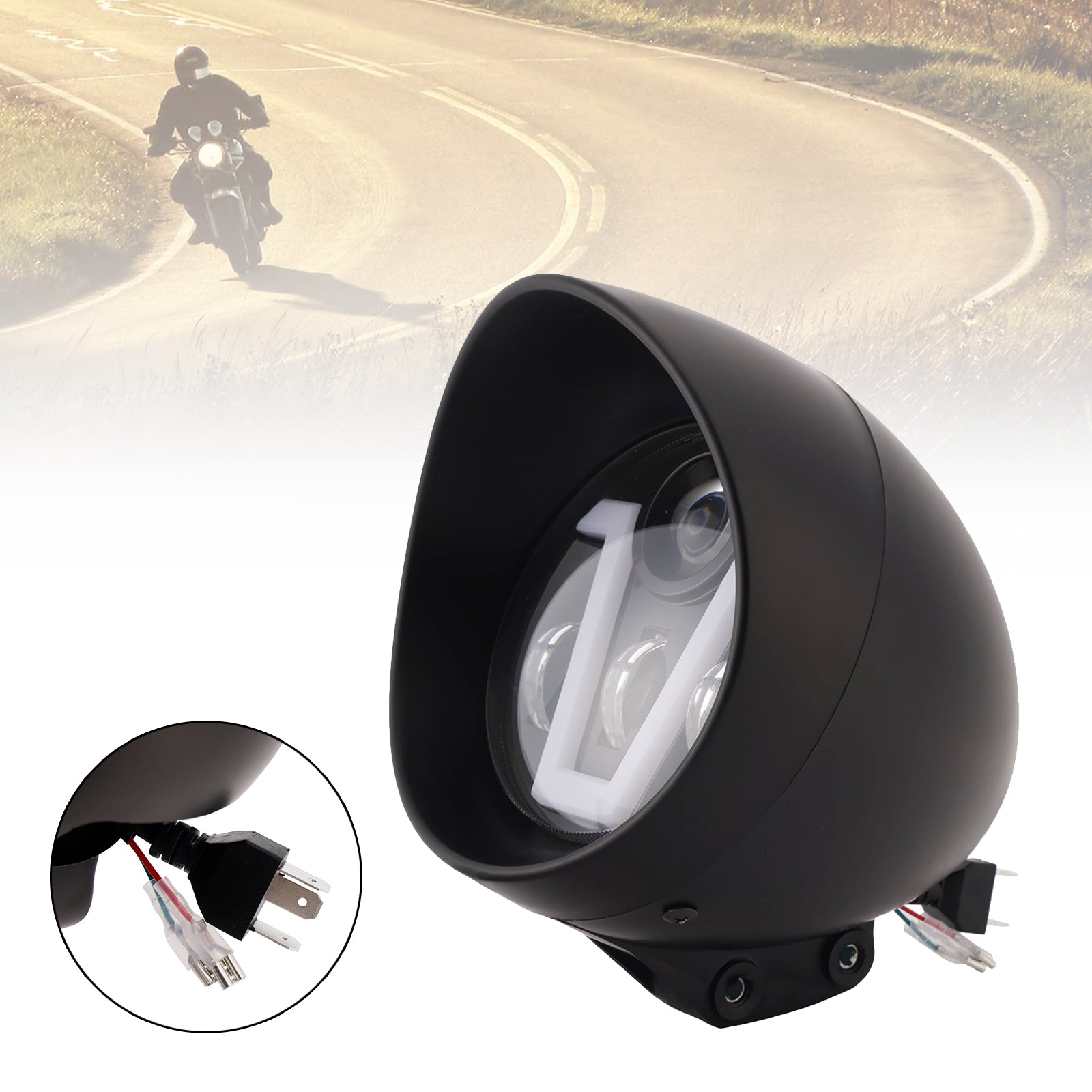 Brume Lampe Des Phares Mettre En Lumière 40W 4000Lm Noir Pour Moto Cruise Cafe