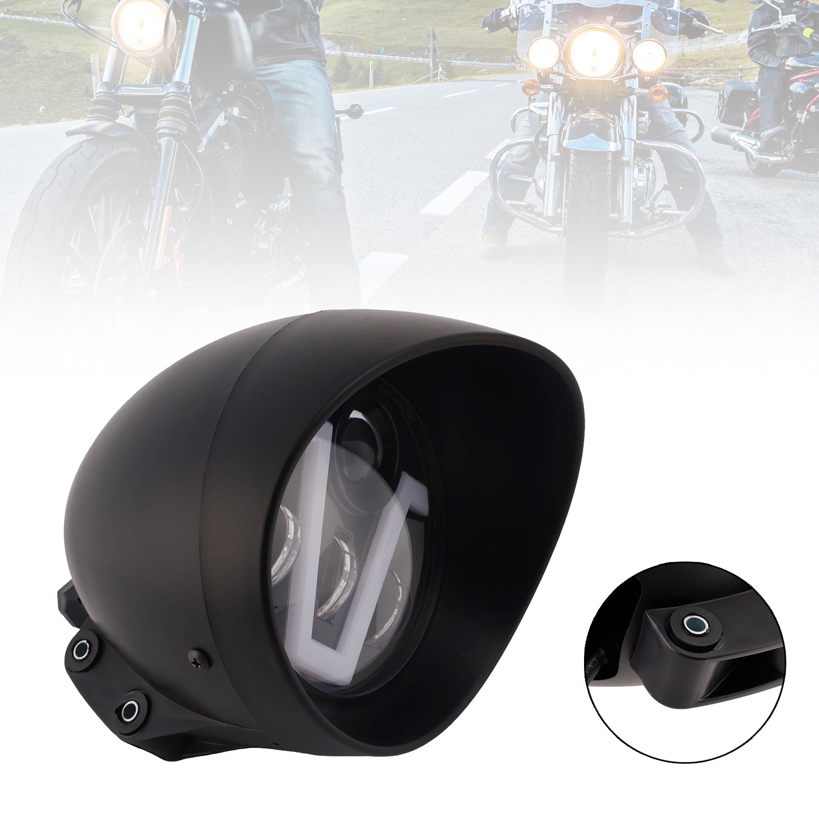 Brume Lampe Des Phares Mettre En Lumière 40W 4000Lm Noir Pour Moto Cruise Cafe
