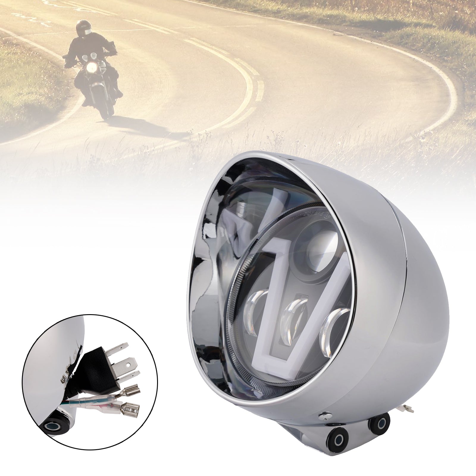 Brume Lampe Des Phares Mettre En Lumière 40W 4000Lm Chrome Pour Moto Cruise Cafe