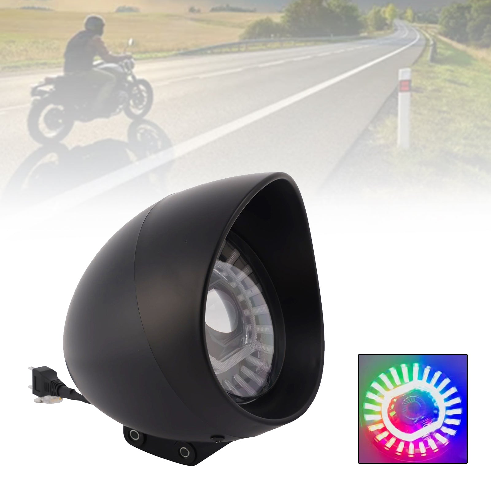 Brume Lampe Des Phares Mettre En Lumière 55W 4000Lm Noir Pour Moto Cruise Cafe
