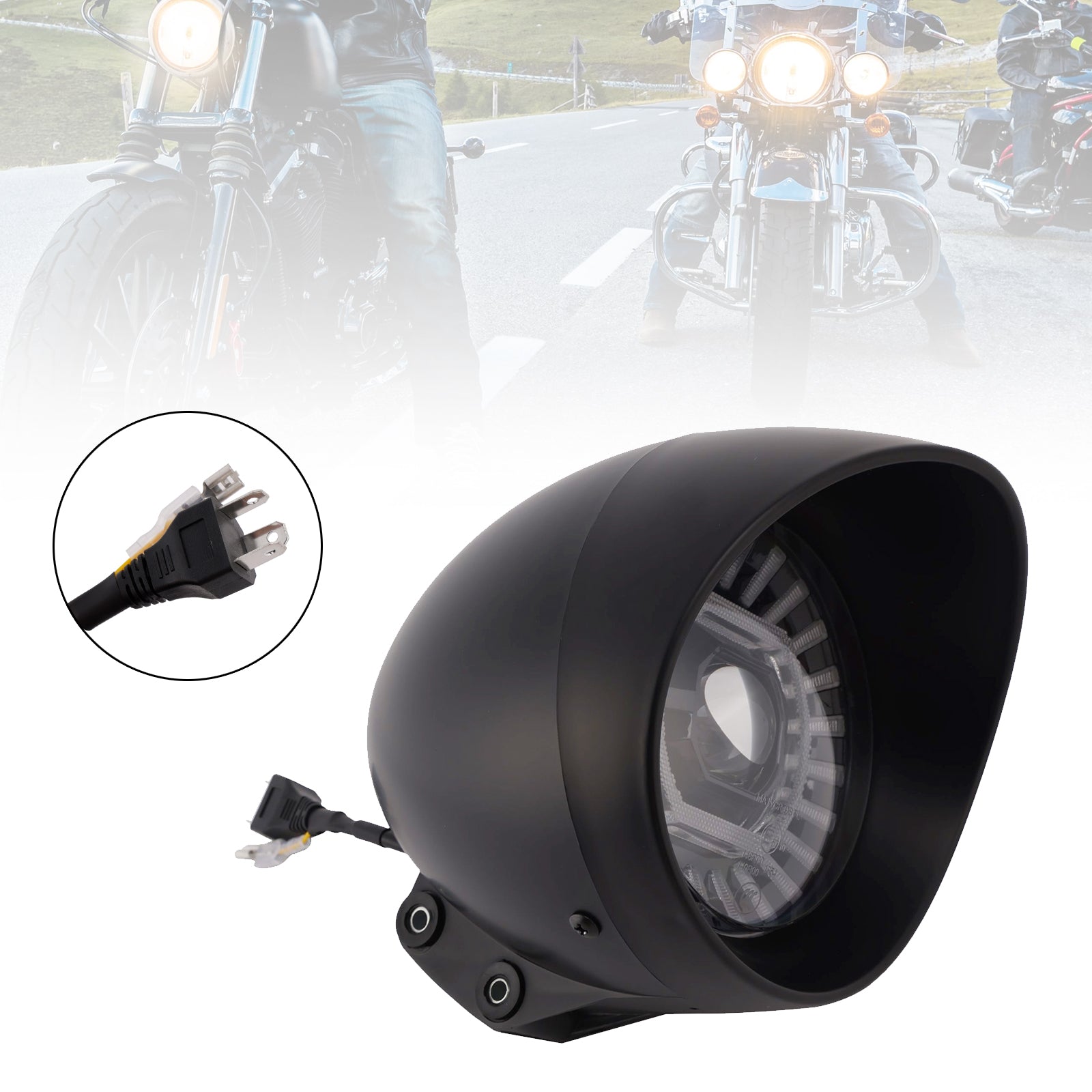 Brume Lampe Des Phares Mettre En Lumière 55W 4000Lm Noir Pour Moto Cruise Cafe