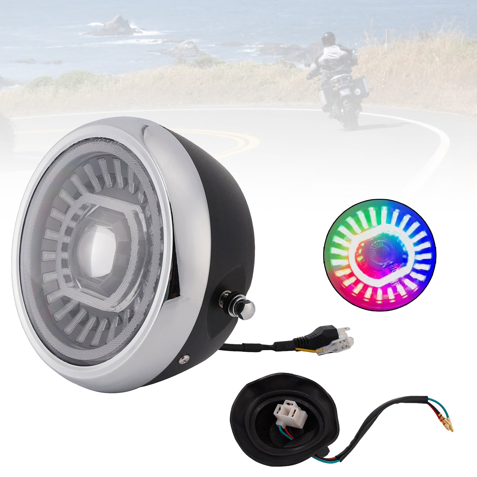 Brume Lampe Des Phares Mettre En Lumière 55W 4000Lm Chrome Pour Moto Cruise Cafe