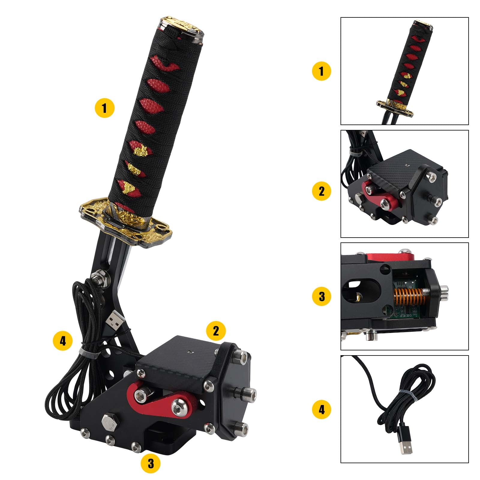 14Bit SIM Handbrake Sword Hilt pour Racing Games Steering Wheel Stand G27/G29 PC