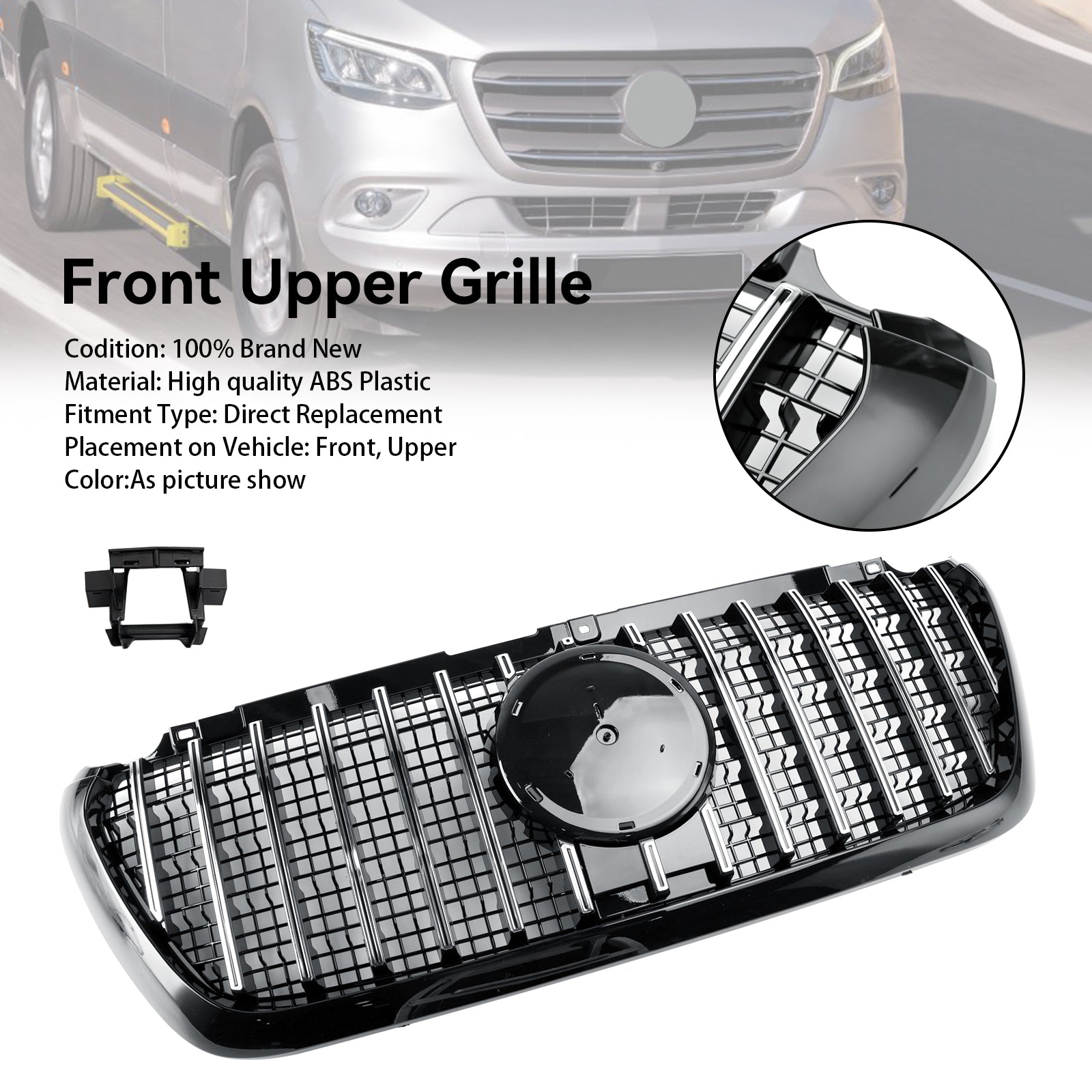 GT-Style Front Bumper Grille Grill Pour Mercedes Sprinter W907 W910 2018-2023