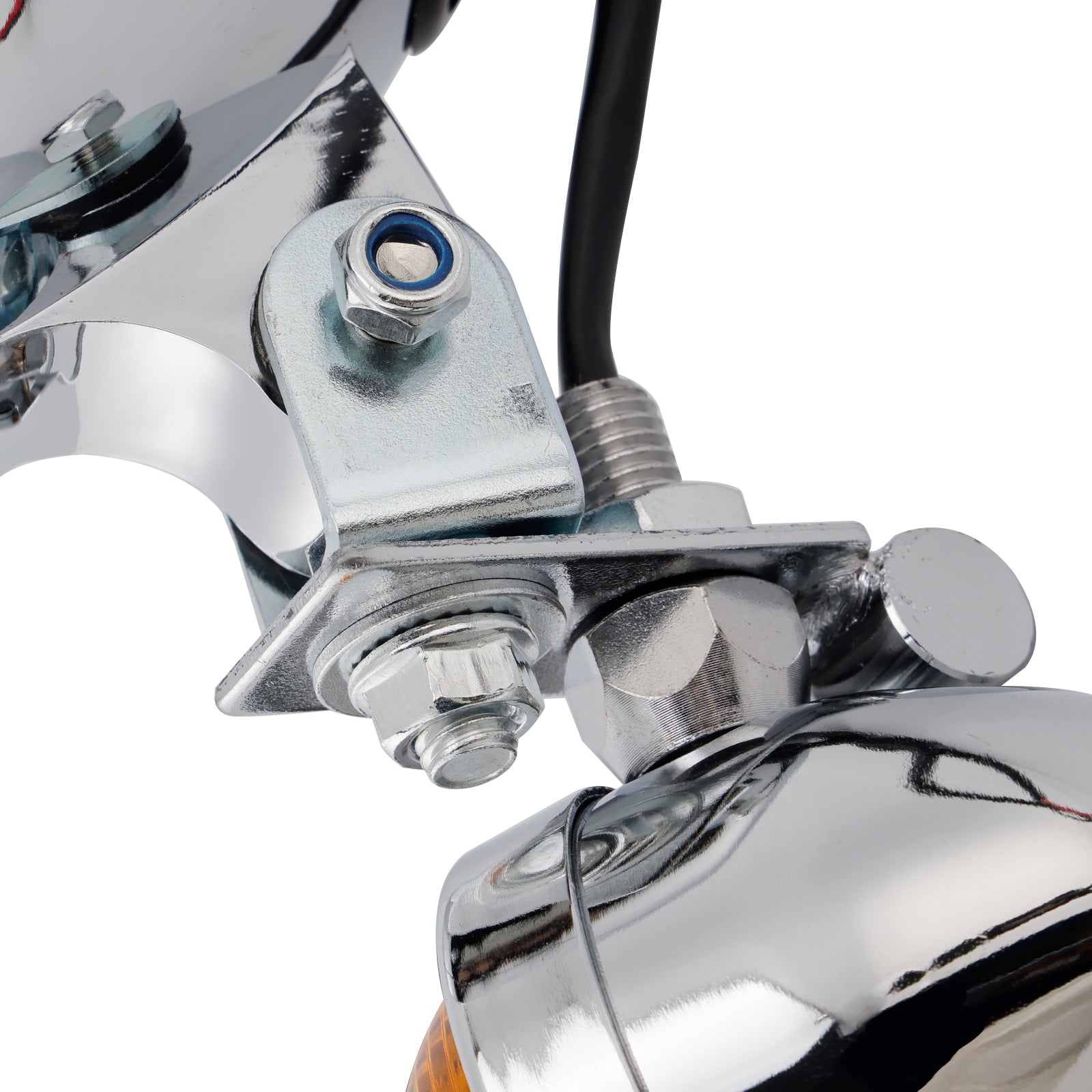 Conjunto de faro delantero y soporte cromado universal para motocicletas Scooter
